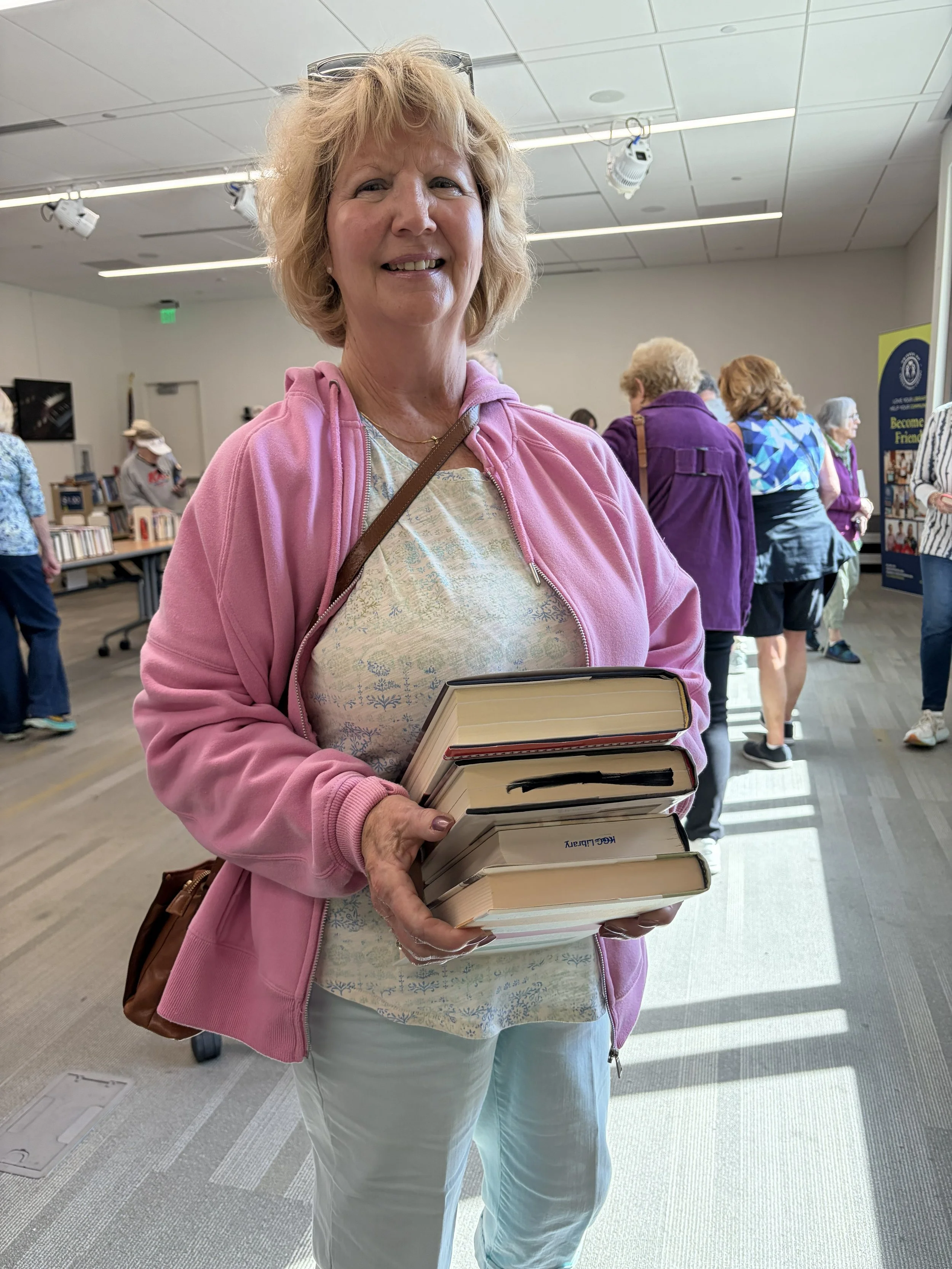 Pink Sweatshirt Sandy Crabill visiting son in Osprey.jpeg