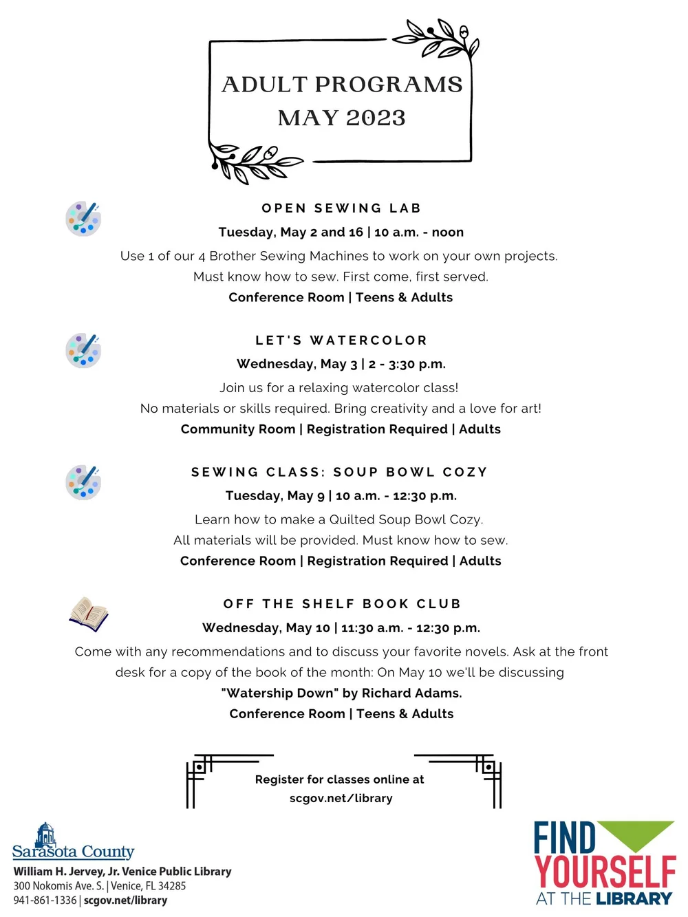 May Calendar of Events for Adults — Friends of the Venice Public Library may-calendar-of-events-for-adults-friends-of-the-venice-public-library