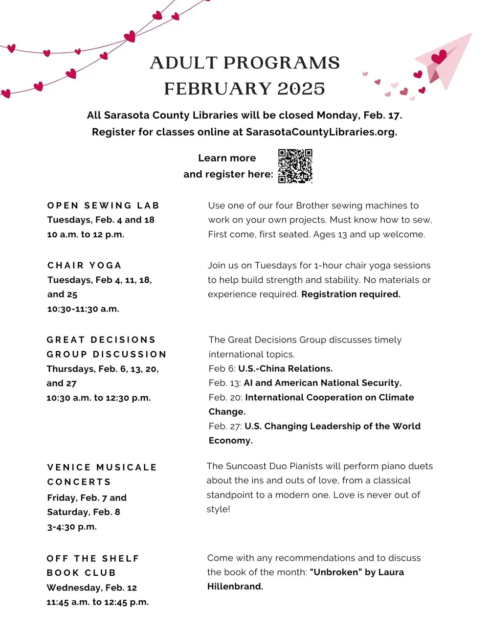 February calendar of events friends of the venice public library