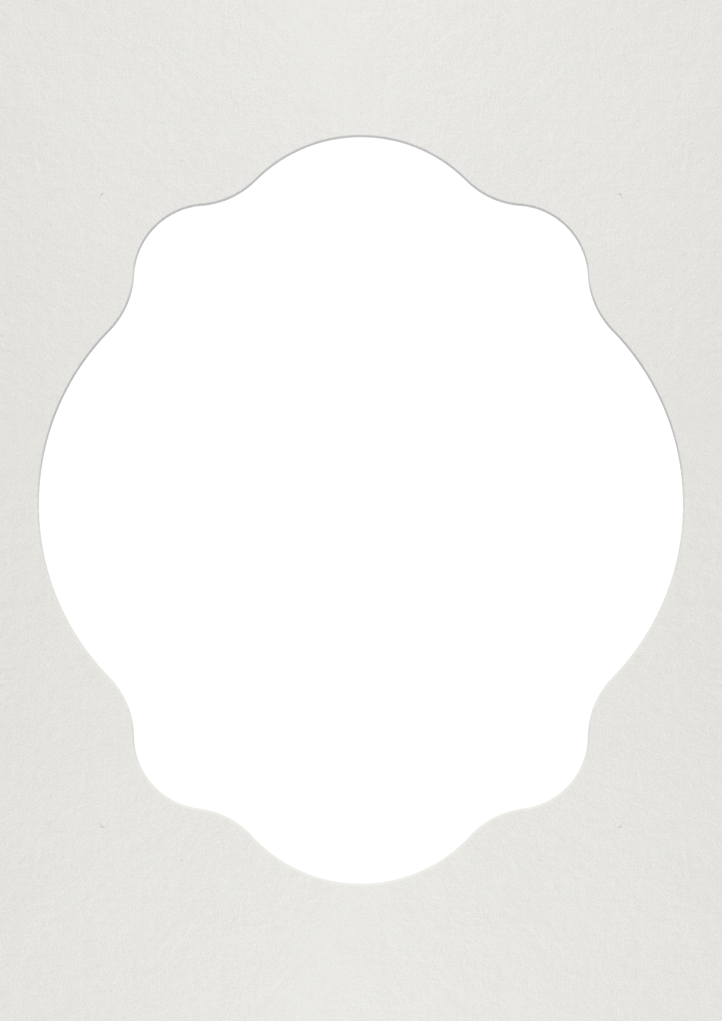 Silhouette of a round object with a scalloped edge, on a light background.
