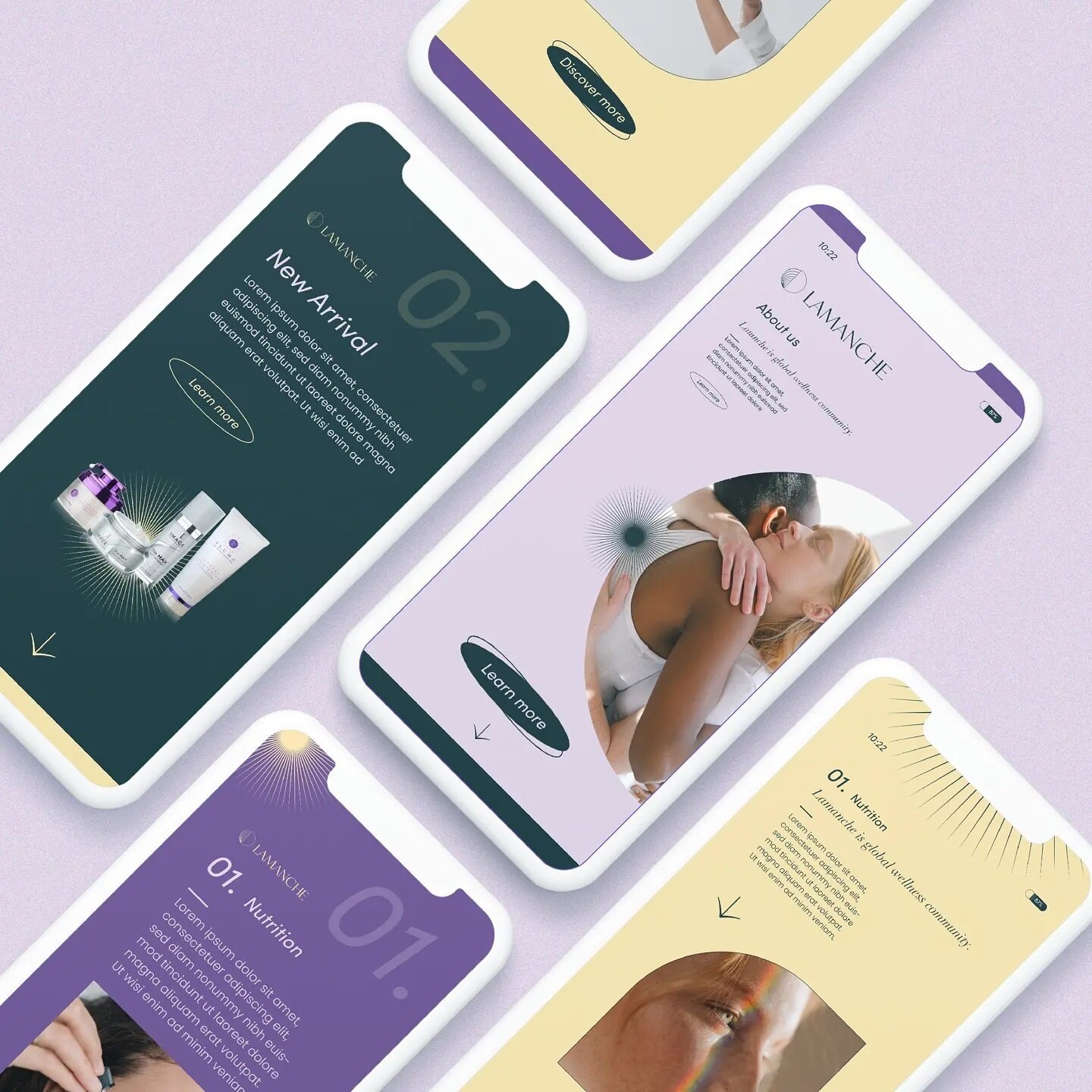 💜Lamanche - Brand Identity💜
Part III. 

👉Lamanche is a global wellness community dedicated to integrative medicine, nutrition, nontoxic cosmetology, and meaningful relationships. 
🤗Their goal is to enlighten people, helping them feel and look bet