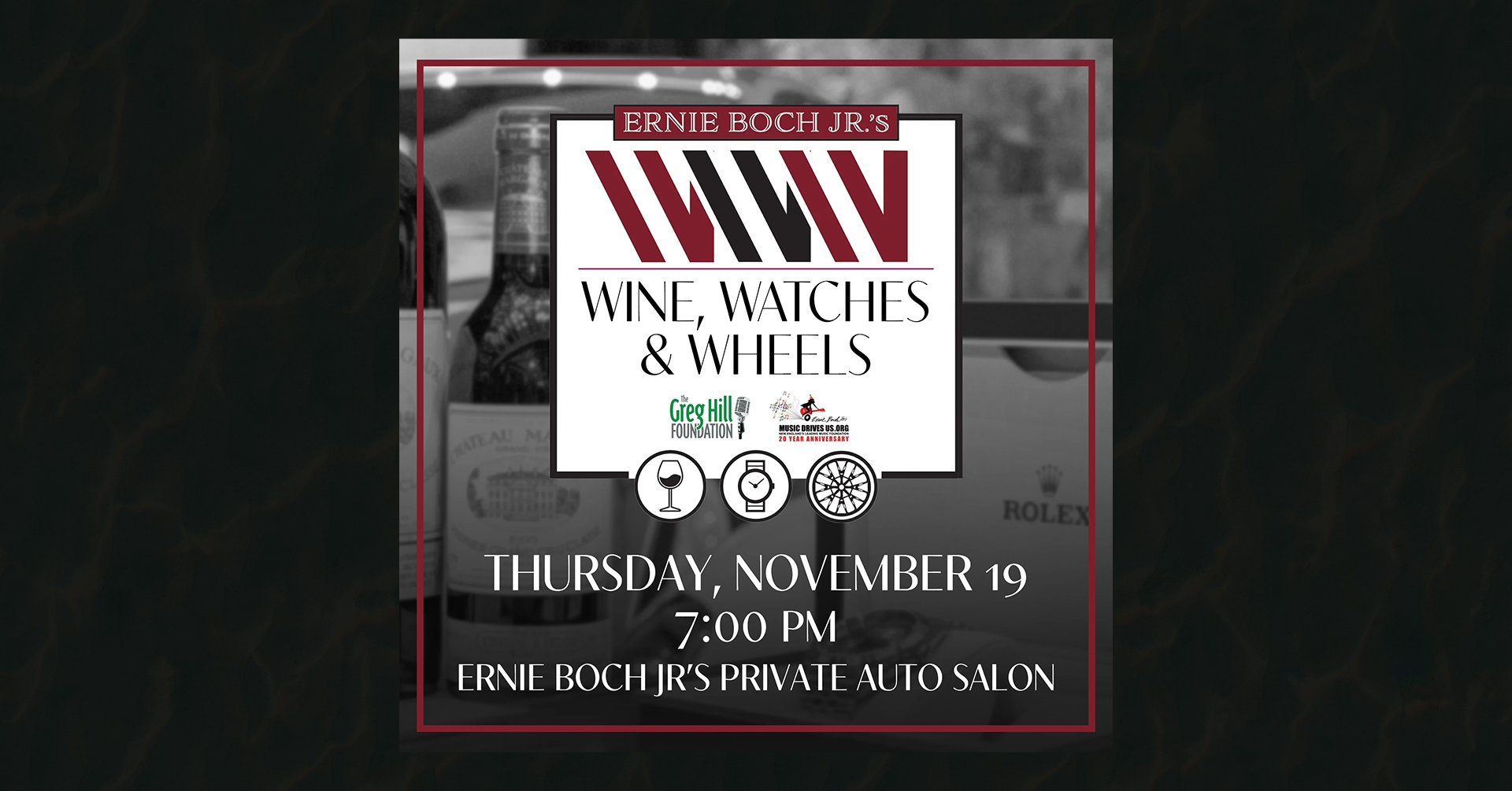 Wine, Watches, &amp; Wheels