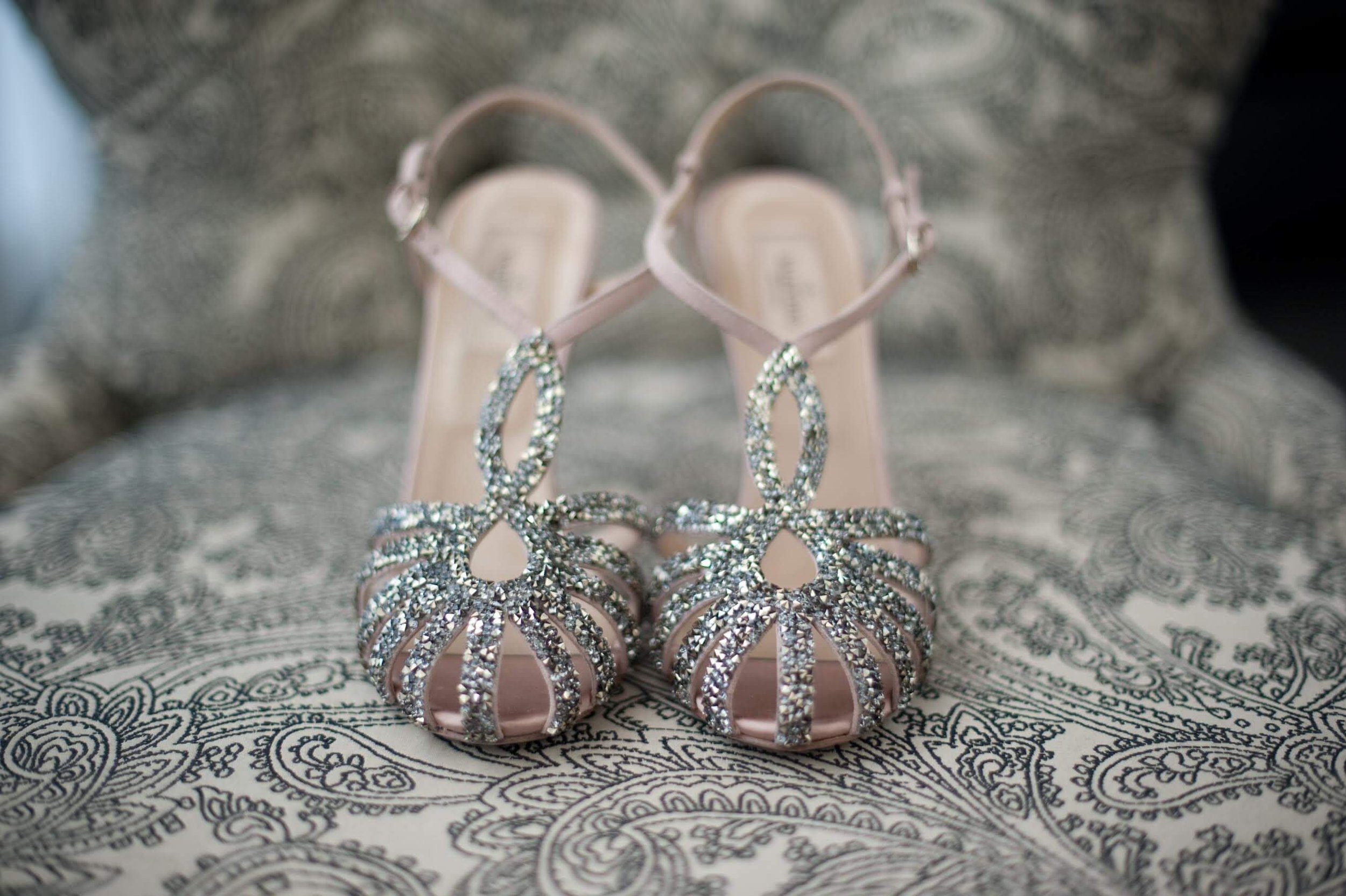 Beaded and crystaled bridal shoes