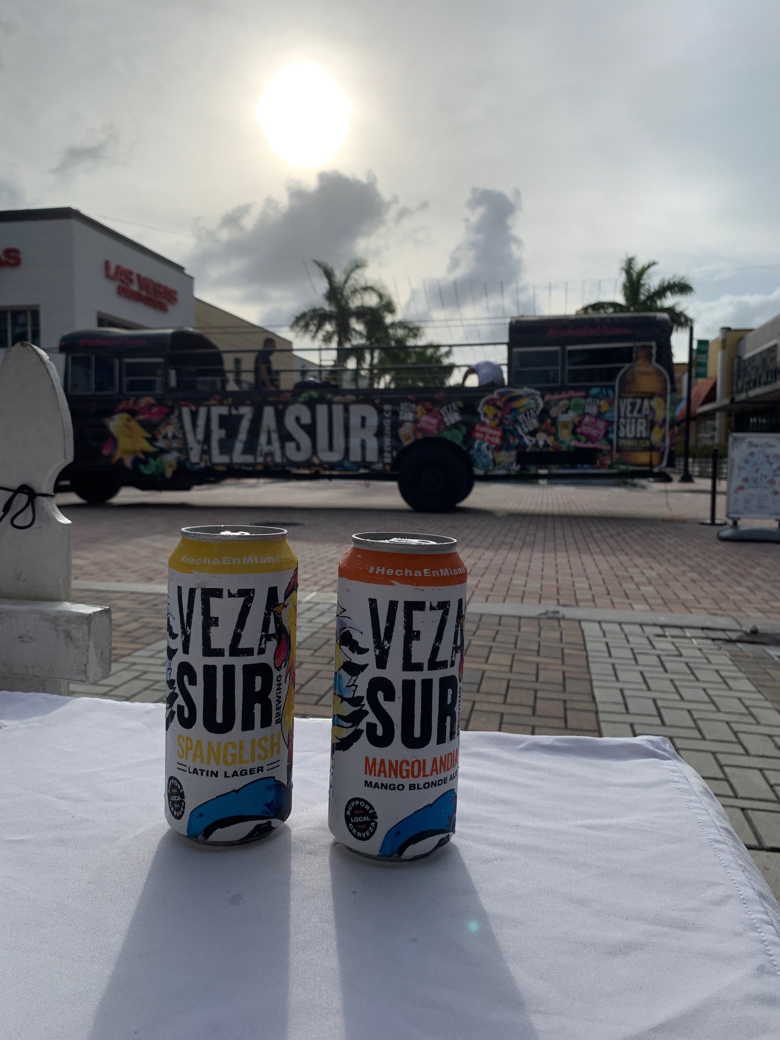 veza sur outdoor brand activation with custom branded bus with dj