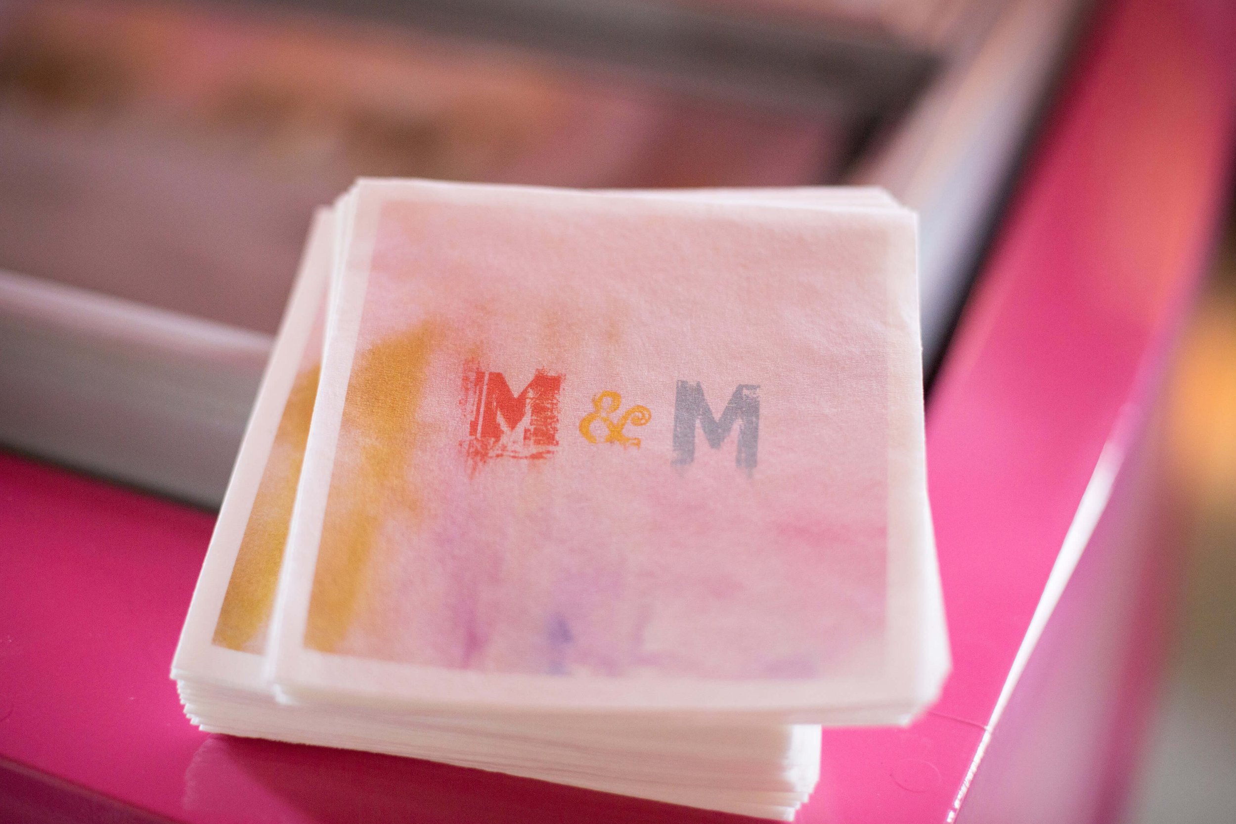 Custom "M&M" event napkins