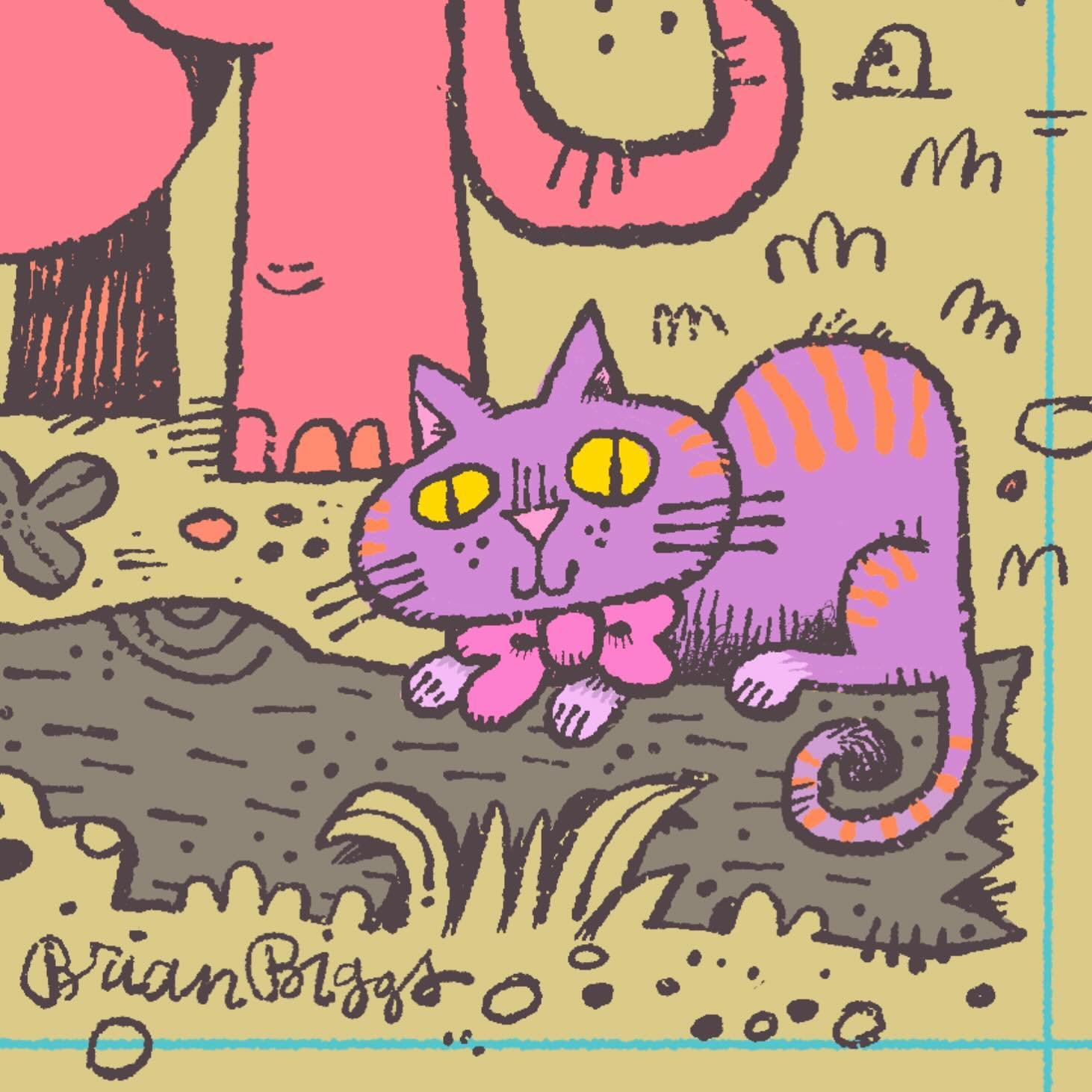 Working on a big illustration today for @nationalwildlife 
It&rsquo;s crazy with 🦖dinosaurs🦕 except for this cat. 🐈&zwj;⬛ 
Cats and dinosaurs are a delight to draw cause you can make them pretty much any color you want.
Have a great weekend. 

#di