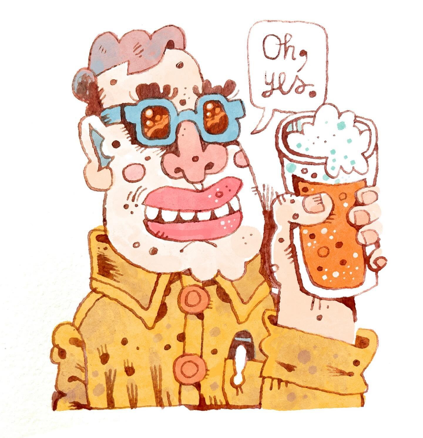 I&rsquo;m working on a kind of a weird illustration for a small brewery in Quebec. Leaning into my psychedelic stoner side with these sketches. 
Drawn with ink, scanned with my phone, colored with pixels.