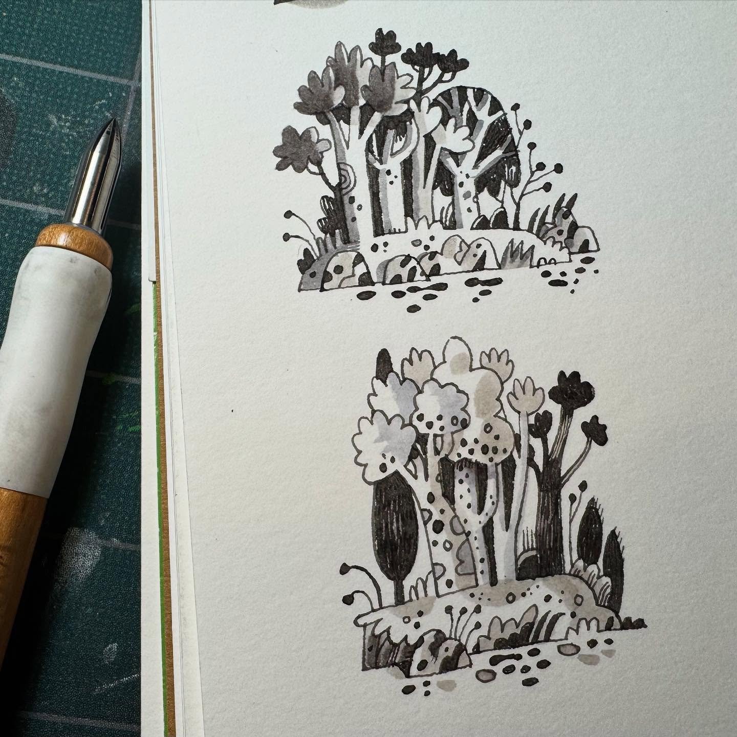 Drawing some trees today. 
Anyone editing a book that needs trees? Cause I love drawing these trees.