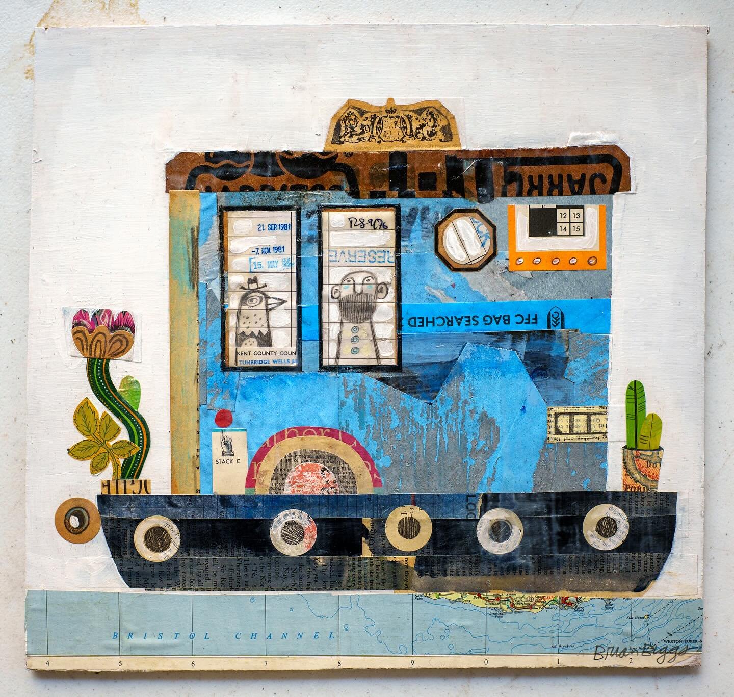 I&rsquo;m posting this one single collage of a London canal barge here. I put up pieces of it last week but here&rsquo;s the complete piece. I&rsquo;m posting this because I sold it at the exhibit for our London Collage Project on Saturday, and I don