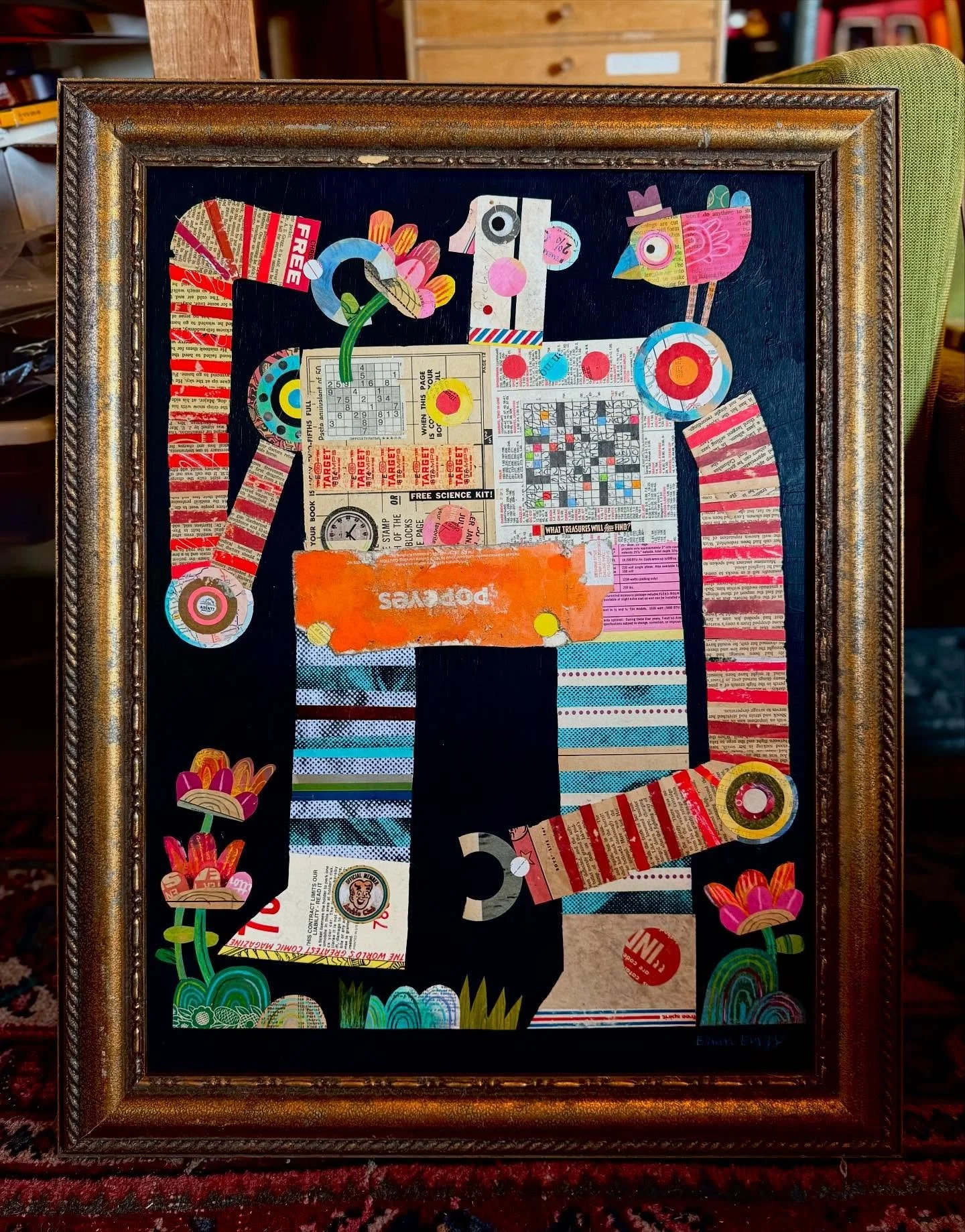 It’s been a while since I posted here. Two weeks cycling in Norway and plugging to hit some book deadlines have left me without much finished work to show off. So, i made a new robot collage. Gotta feed the beast!
About 24x17 inches unframed, b