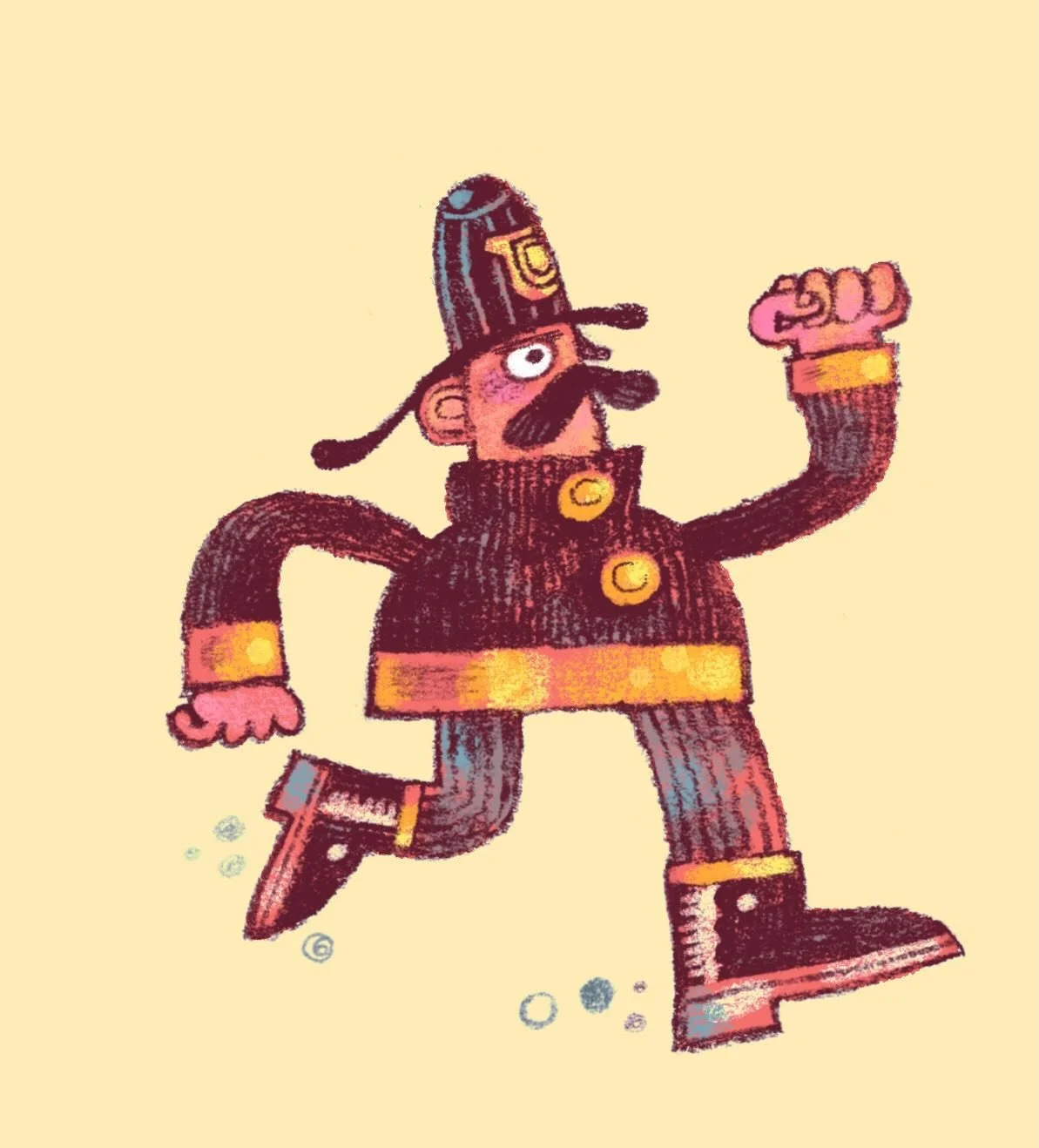 Today is the Broad Street Run @ibxrun10 here in Philadelphia. So here&rsquo;s a running firefighter I just drew for a book I&rsquo;m illustrating. AND I realized I&rsquo;ve been sketching a lot of running people lately. Among other creatures. Huh.