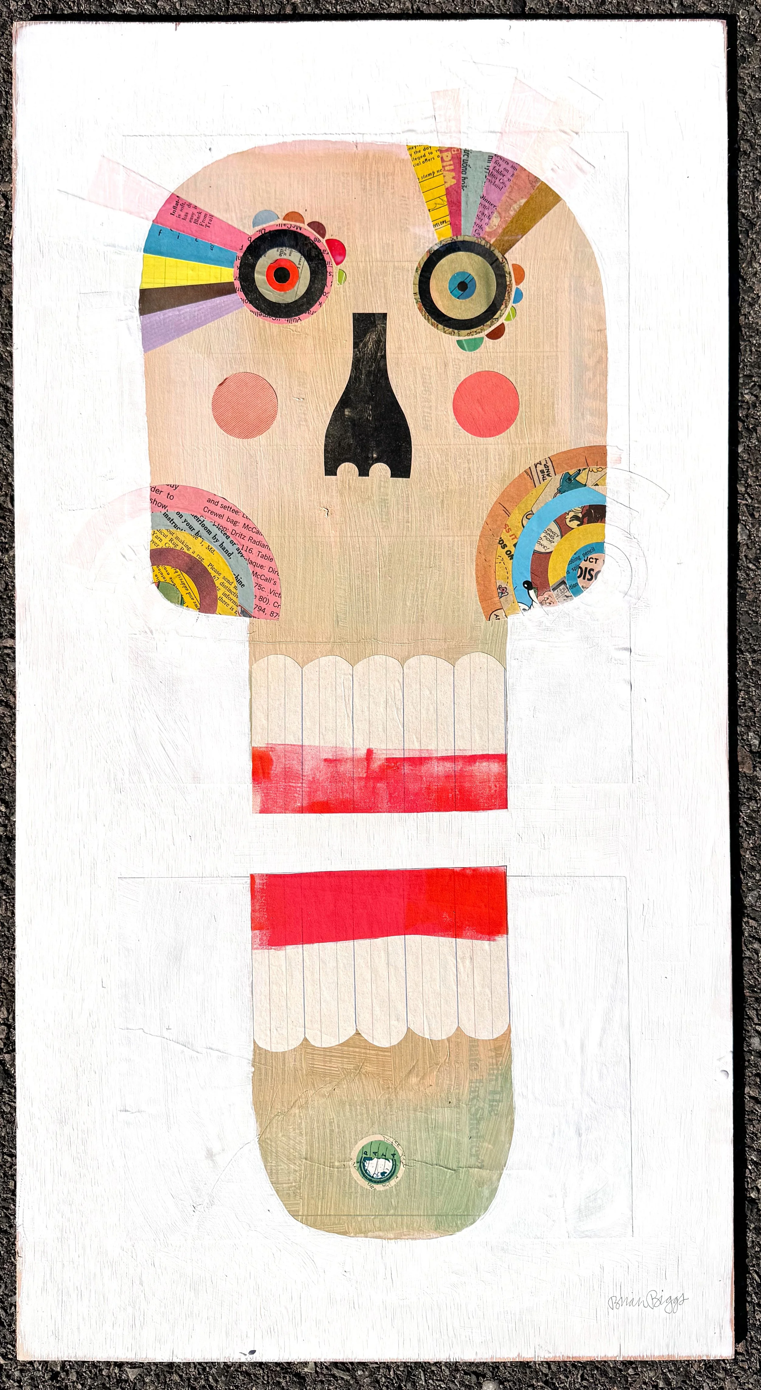 Very Large Skull. 16x30 on wood panel. Framed 19x33 
