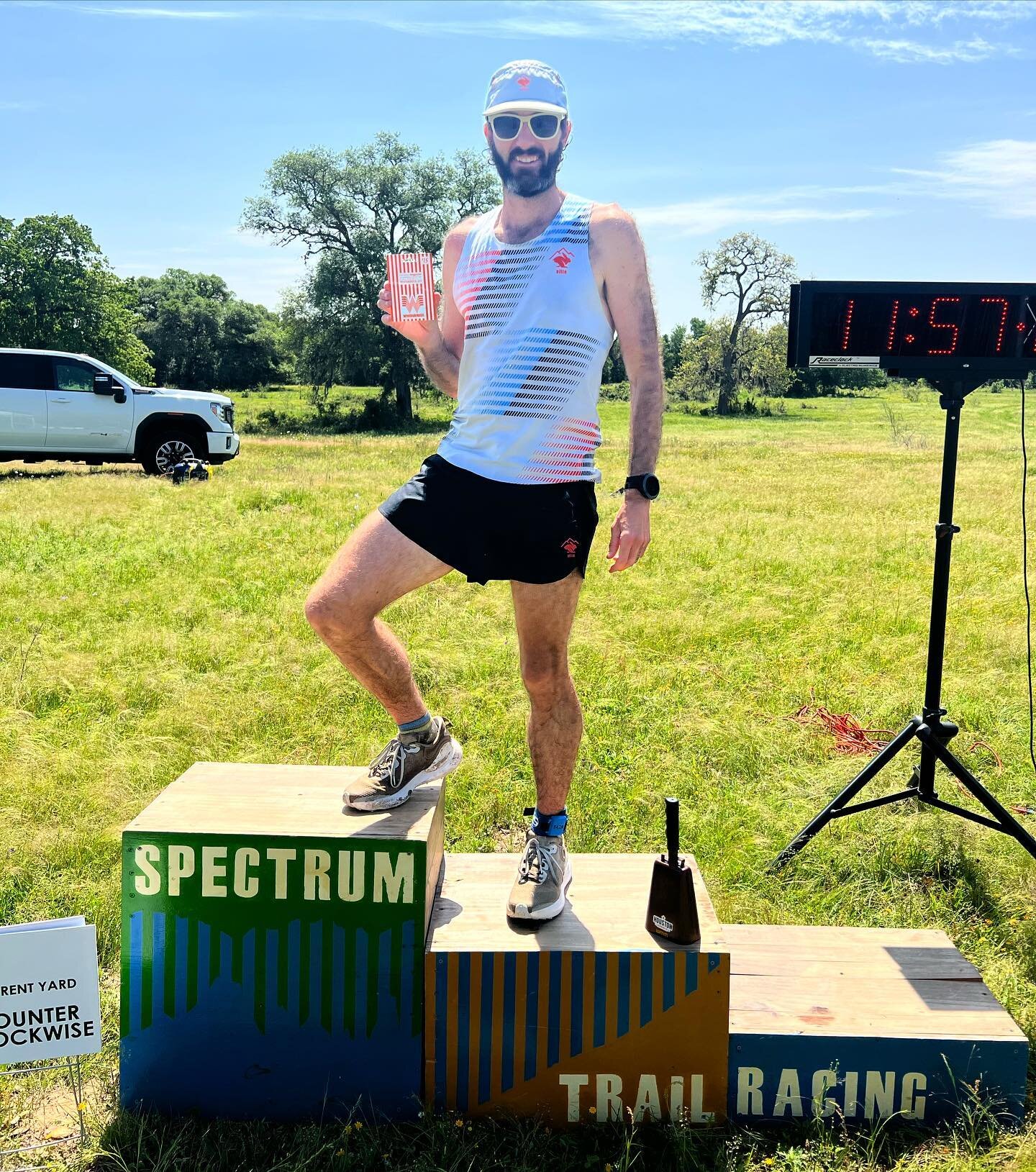 Yard 4 was our first prime and our winner was @trevormeding! He ran the 4.16 mile loop counter clockwise with a time of 37:34. 

He won free lunch at a Texas favorite&hellip;Whataburger. 

Congrats, Trevor! 
#thegame #spectrumtrailracing #prime