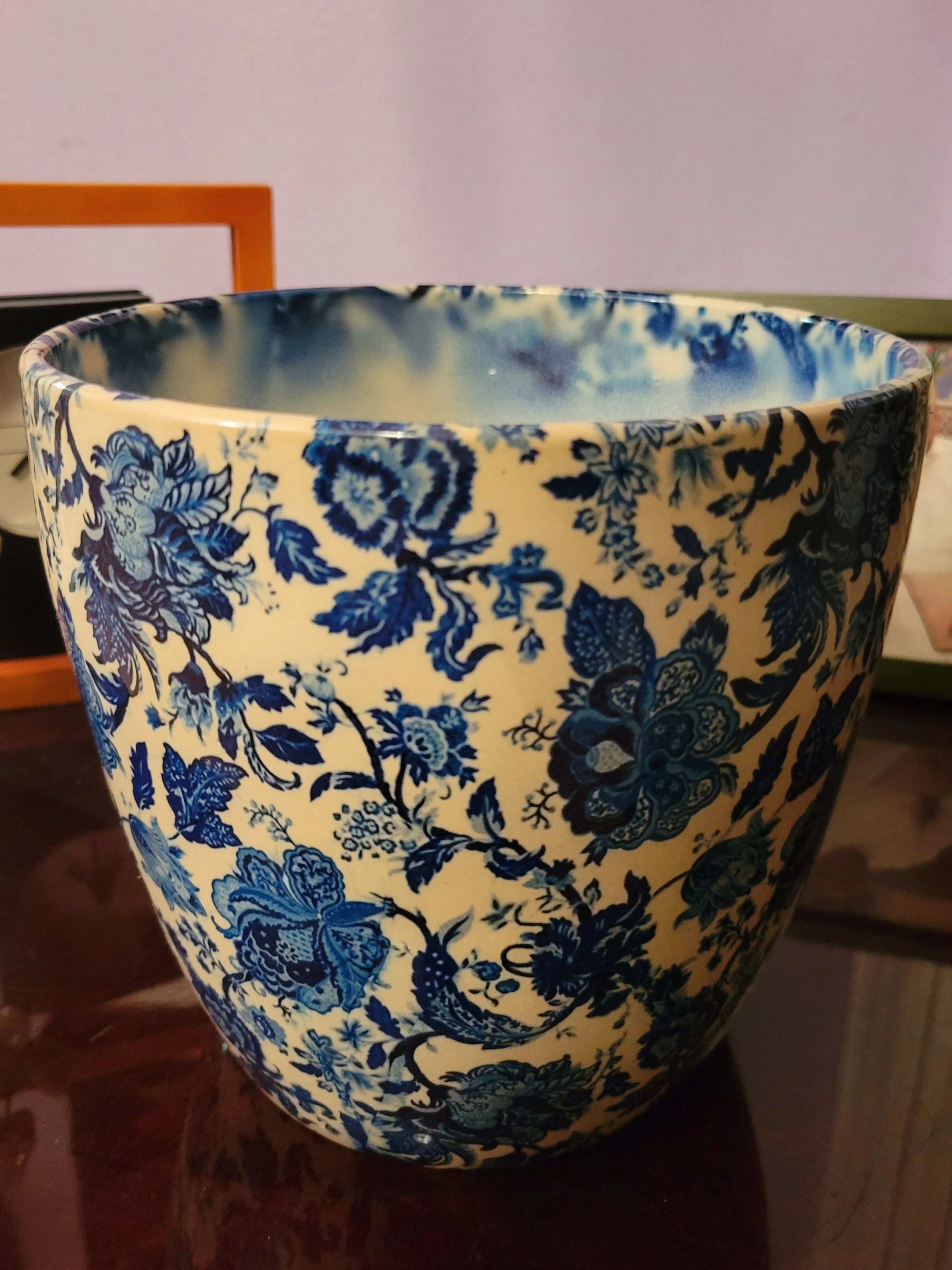 Allen Roth Decorative Planter - Floral Pattern Style Shades of Blue