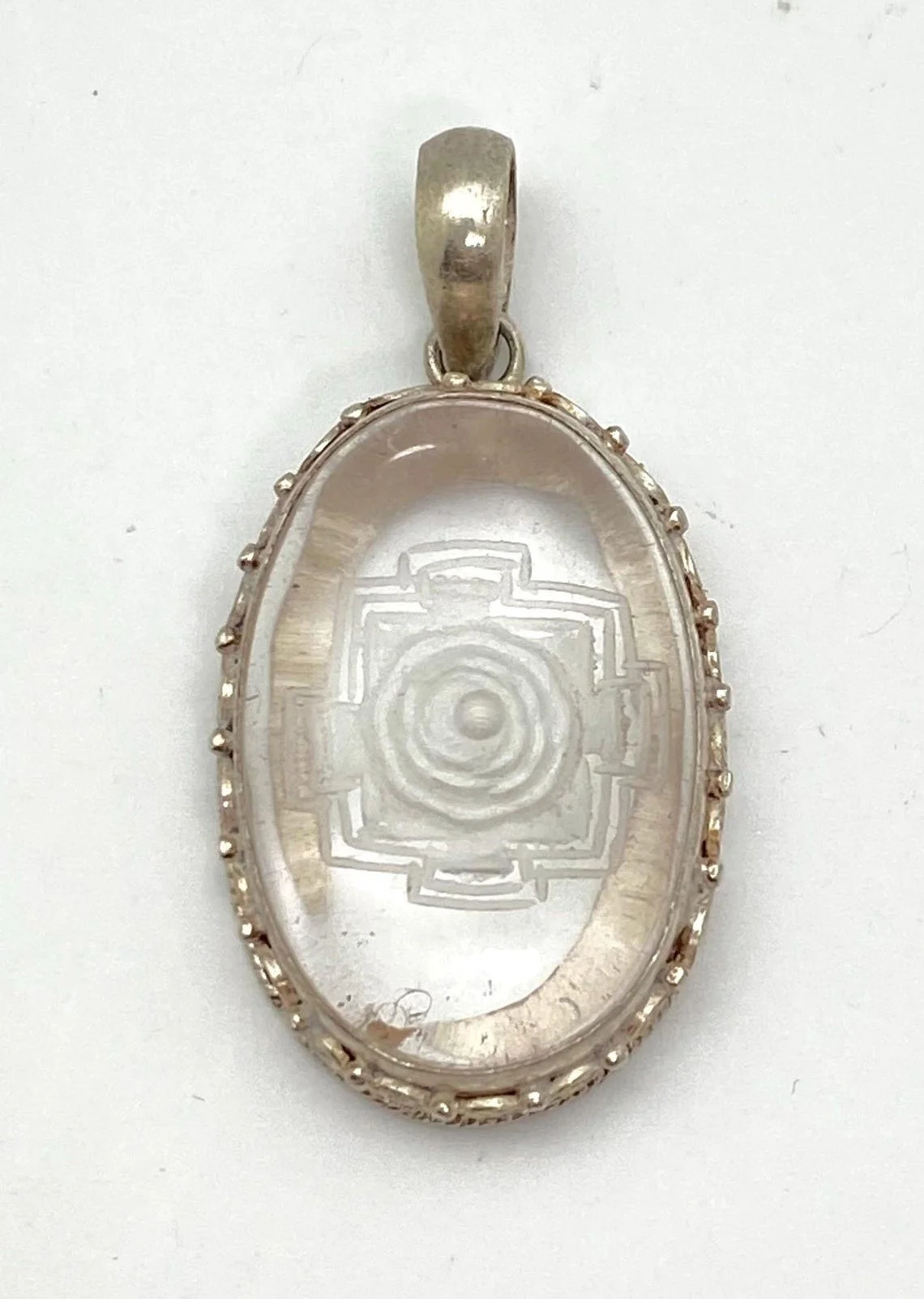 Clear Quartz Sri Yantra Pendant