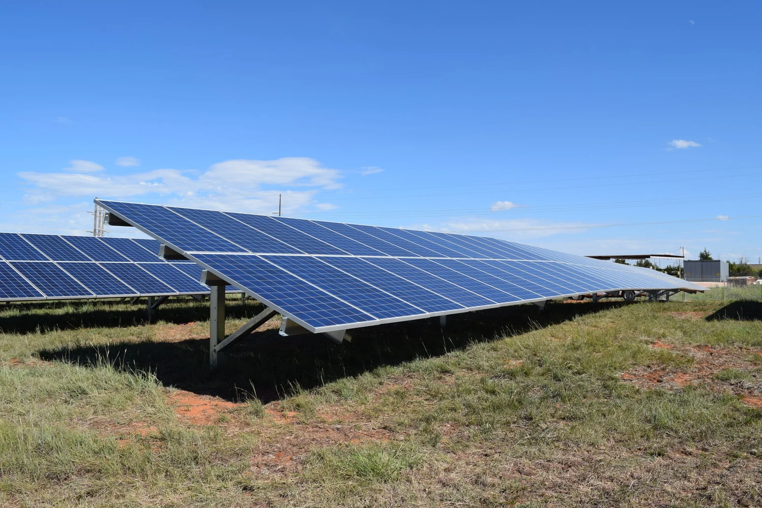 Rows of solar panels at the NWEC community solar farm