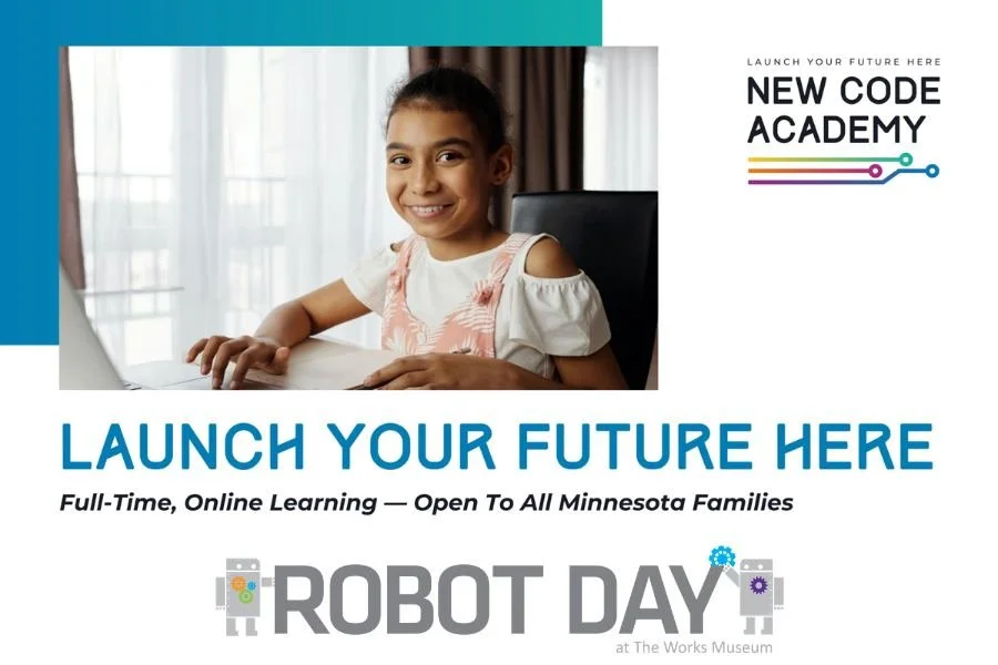 We are so grateful for event partners like @newcodeacademymn who help make Robot Day possible.

New Code Academy is a tuition-free K-12 online public school where students build strong academic foundations in a supportive, flexible environment. From 
