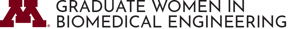 Logo for Graduate Women in Biomedical Engineering with a large maroon M and black text.