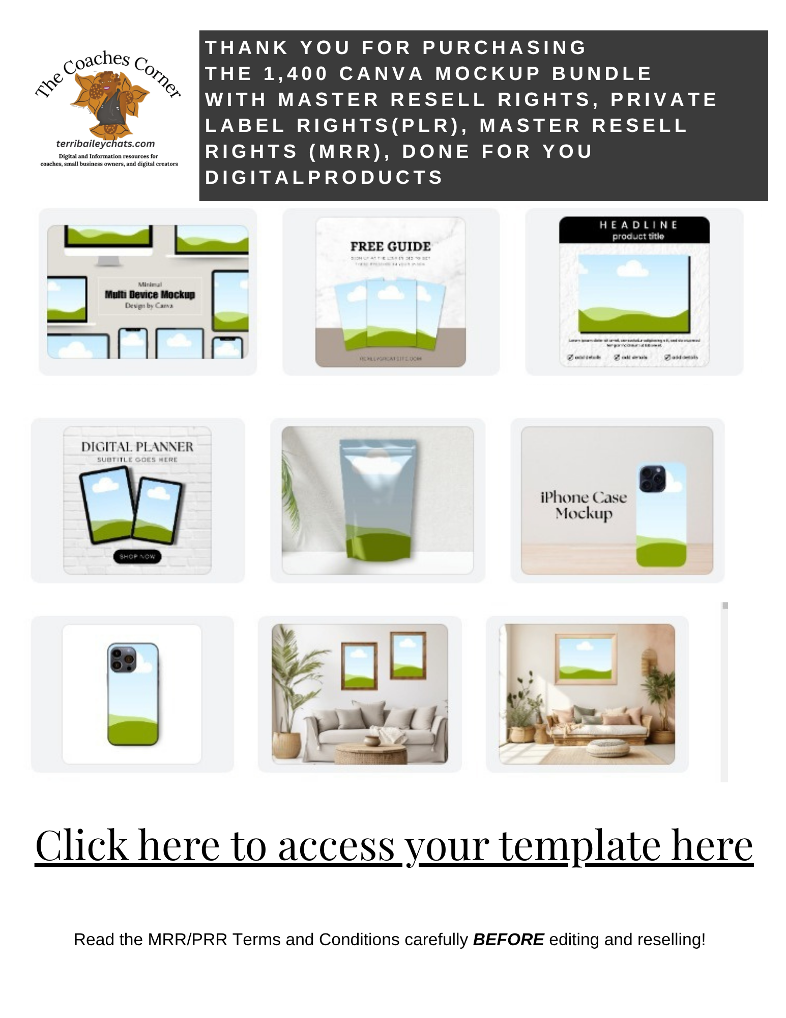 Terri Bailey CHATs presents 1,400 Editable Canva Mockup Templates - MRR/PLR