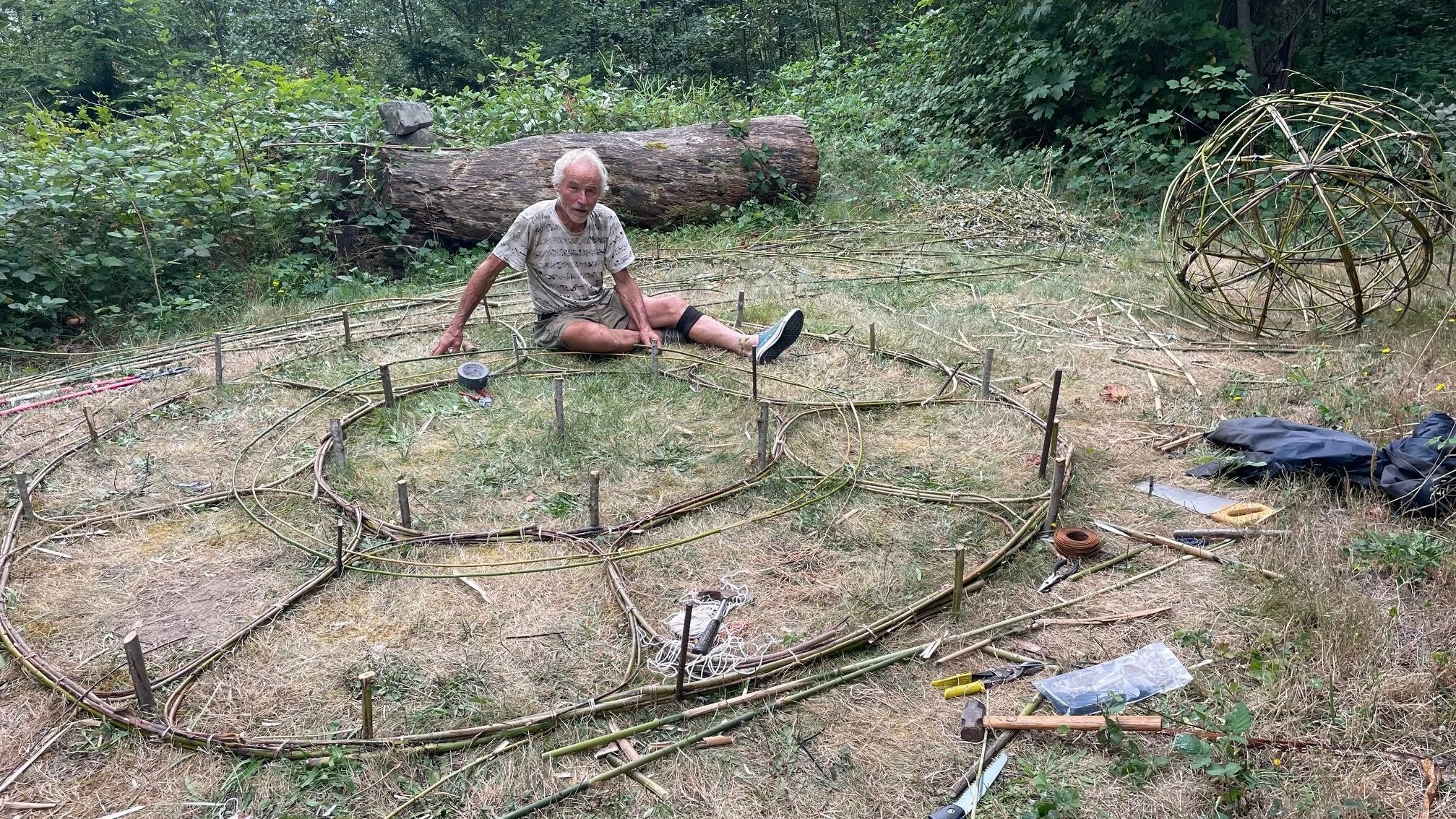 Allen Moe working on “Saturn” as part of this year’s astro-site-specific collaborative installation.
