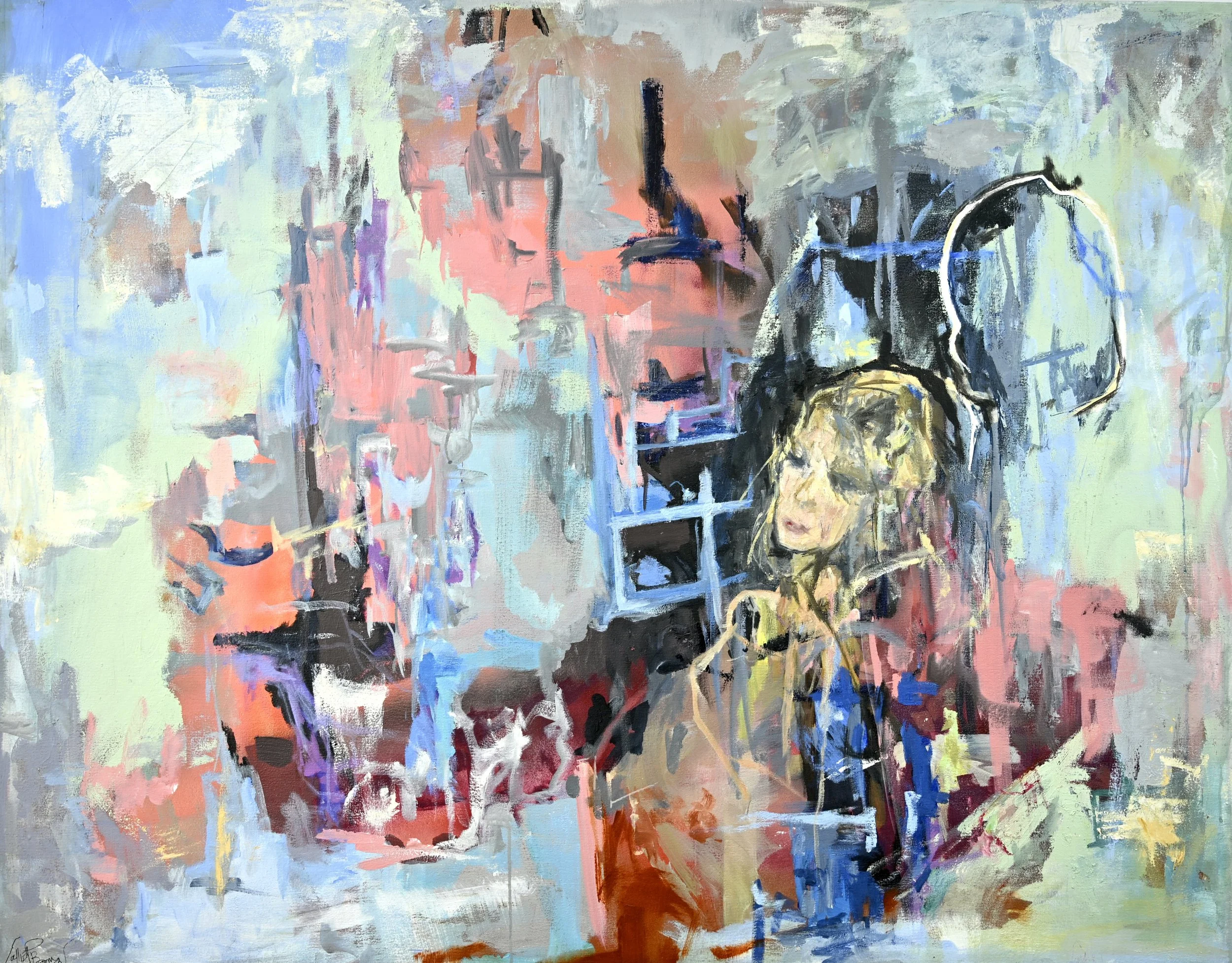 TOO SWEET FOR ROCK AND ROLL, 55" x 43, acrylic and oil on canvas