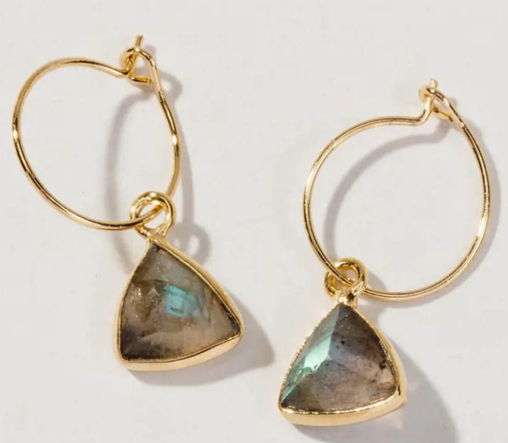 Luna Norte: Bermuda Triangle Mini Hoop Earrings- Labradorite (E4477)