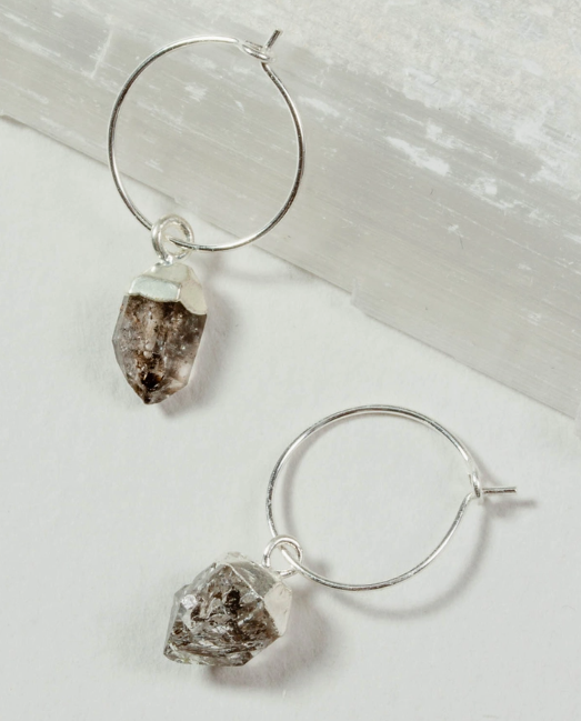 Luna Norte: Sterling Silver Herkimer Quartz Mini Hoops (Lne4421S)