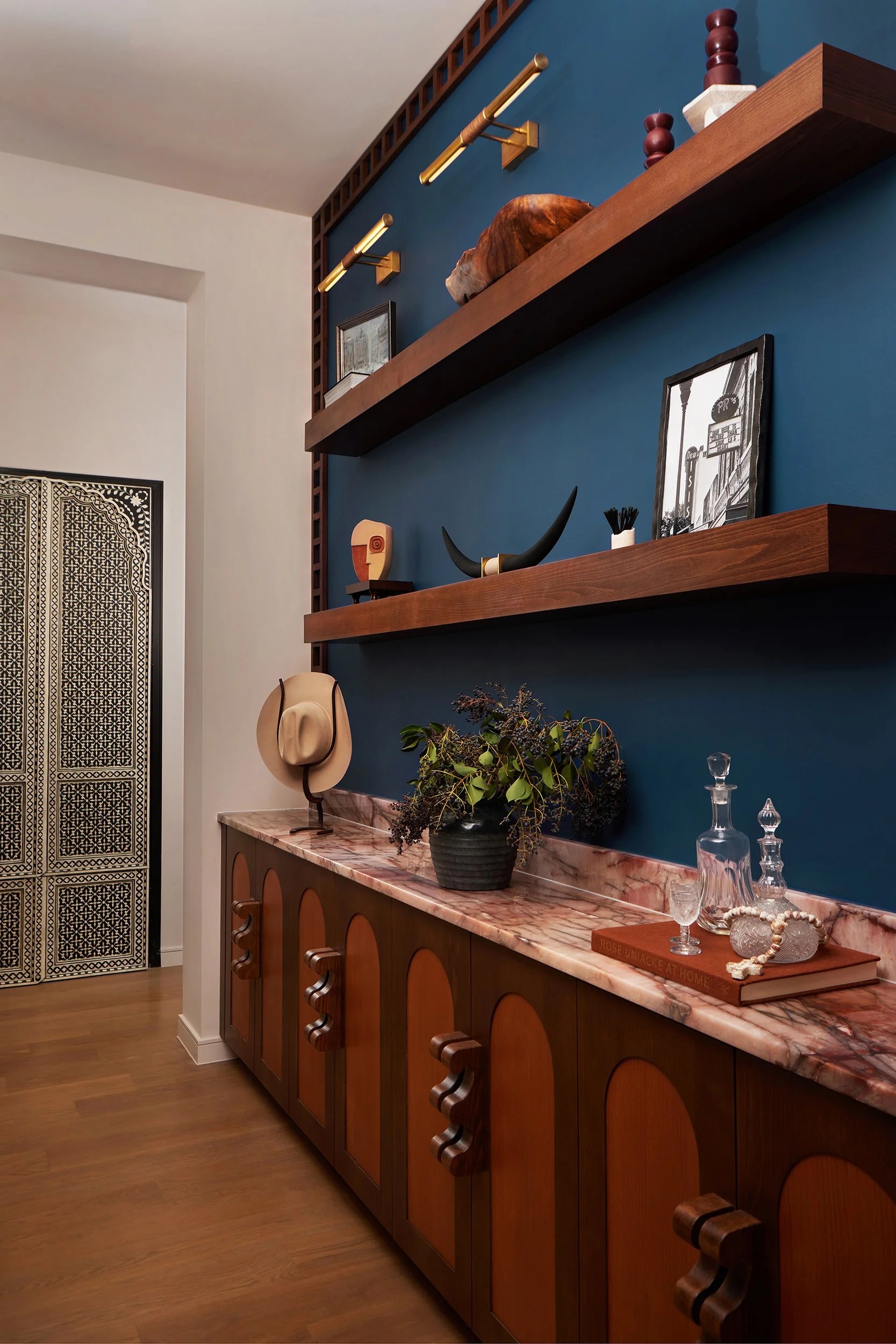 Magnolia-dark-blue-entryway-credenza-floating-shelves.jpeg
