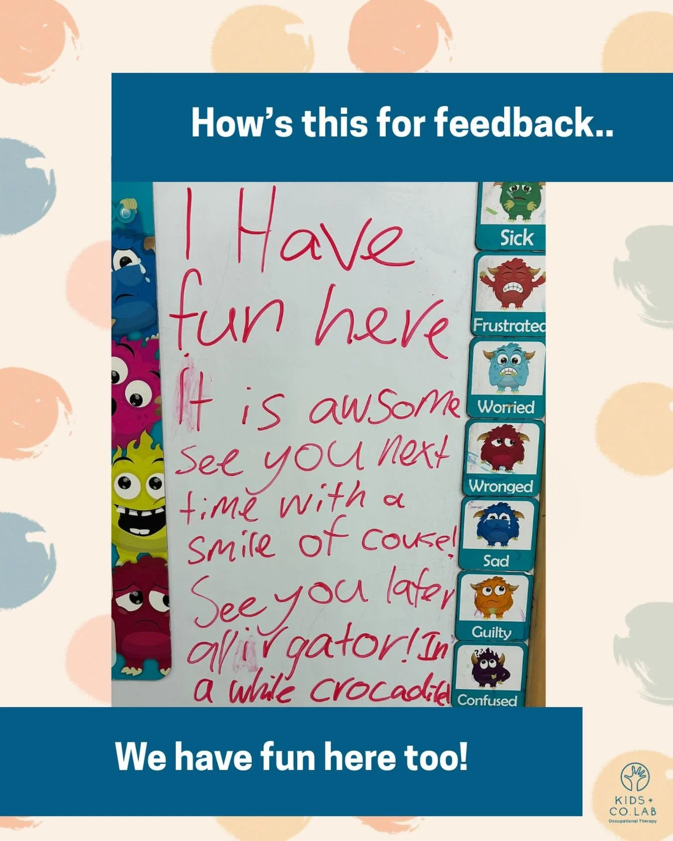 We share &ldquo;wins&rdquo; as a team and this was a beautiful one from Kacey. Not only did her client achieve her self rated goal of being able to tie her hair herself in one session!! 🎀, but she also left Kacey this gorgeous feedback on the whiteb