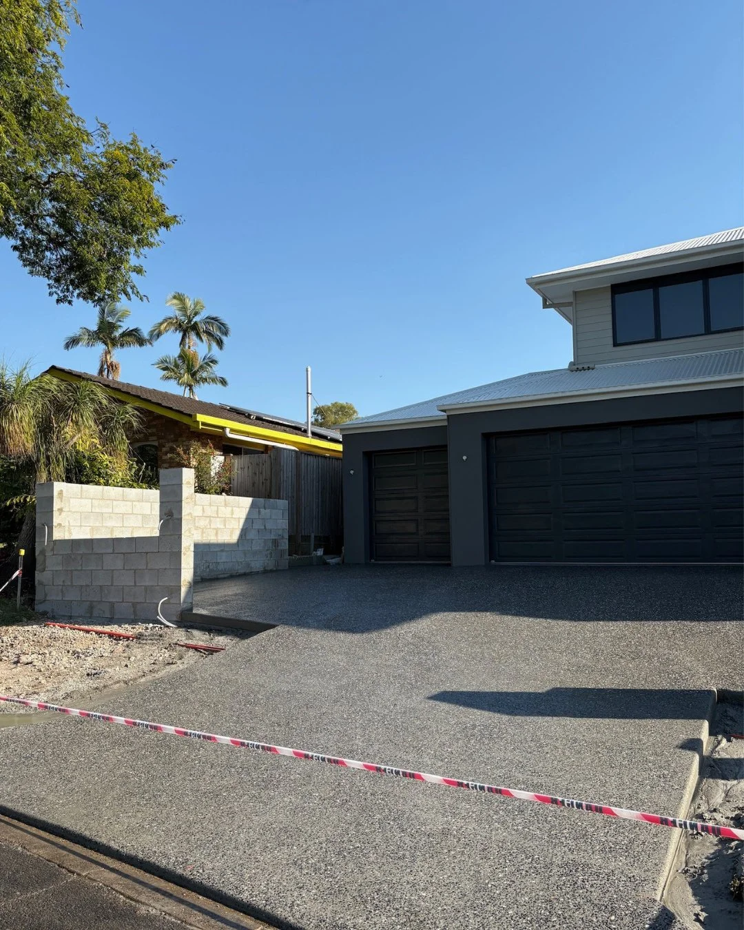 New driveway poured and finished for Luciana &mdash; swipe to see the before. We&rsquo;re stoked with the final result.