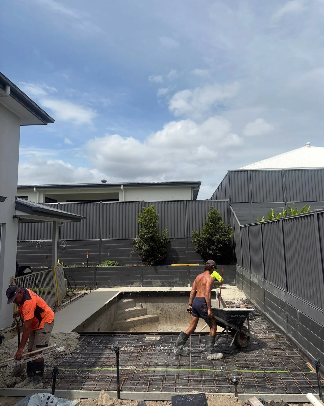 Swipe to see the after &mdash; White concrete pool surround prepped and poured, ready for honing. 

Backed by over 10 years of concreting experience, we deliver specialised expertise and outstanding residential service.
