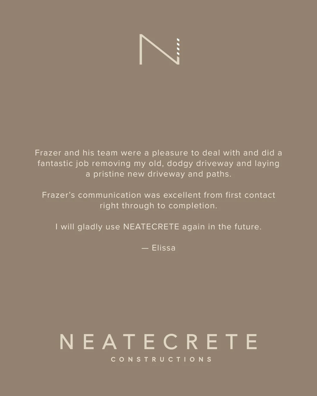 Out with the old, in with a high-quality new finish. We removed Elissa&rsquo;s existing concrete and completely transformed the space. Thank you for the lovely feedback Elissa, we&rsquo;re proud to deliver great results.