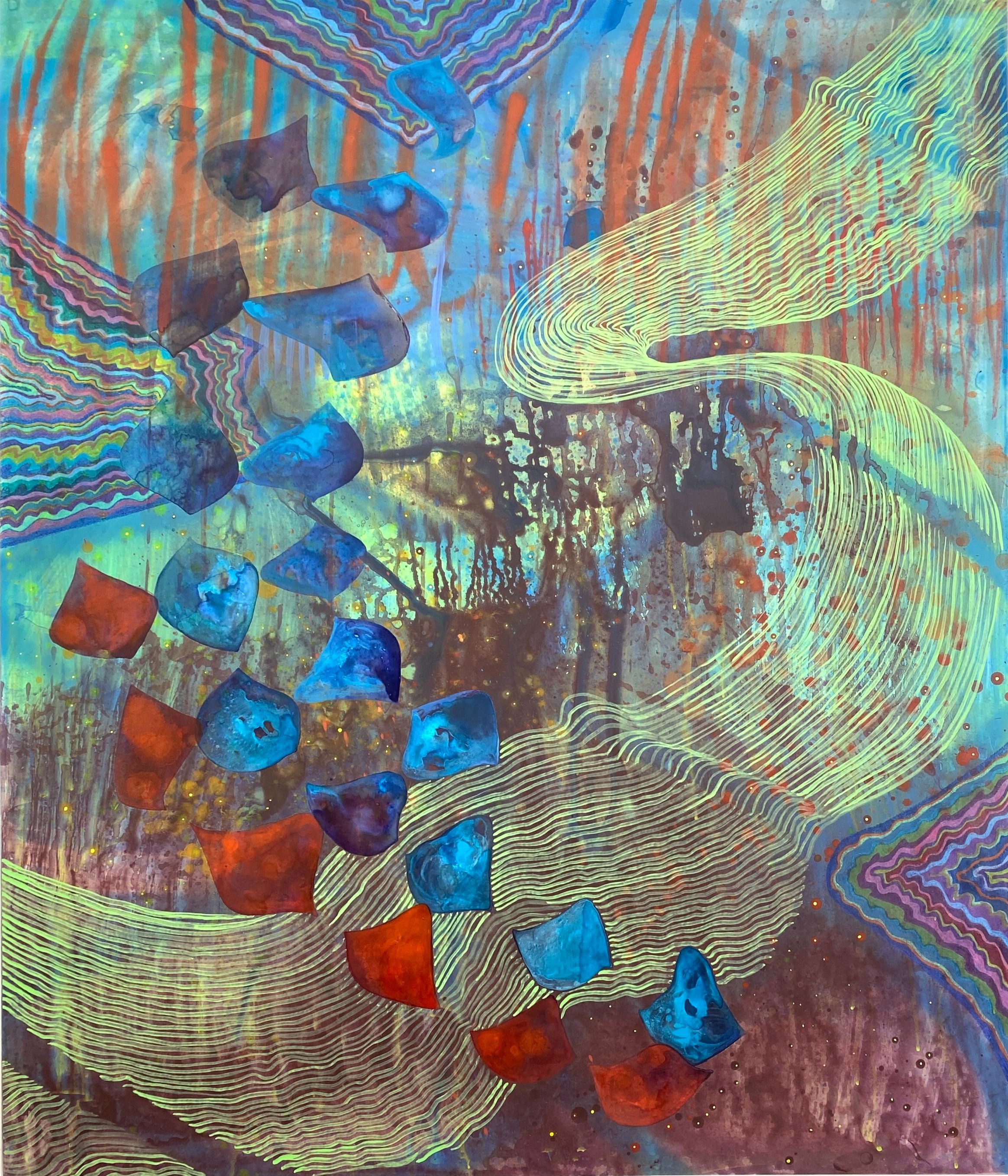 Francisco+Donoso_+Sinking+Into+Alignment%2C+2022%2C+42x36+inches%2C+acrylic%2C+spray+paint%2C+ink+and+colored+pencil+on+mylar+mounted+on+clear+and+blue+fluorescent+plexiglass%2C+%245500+.jpg