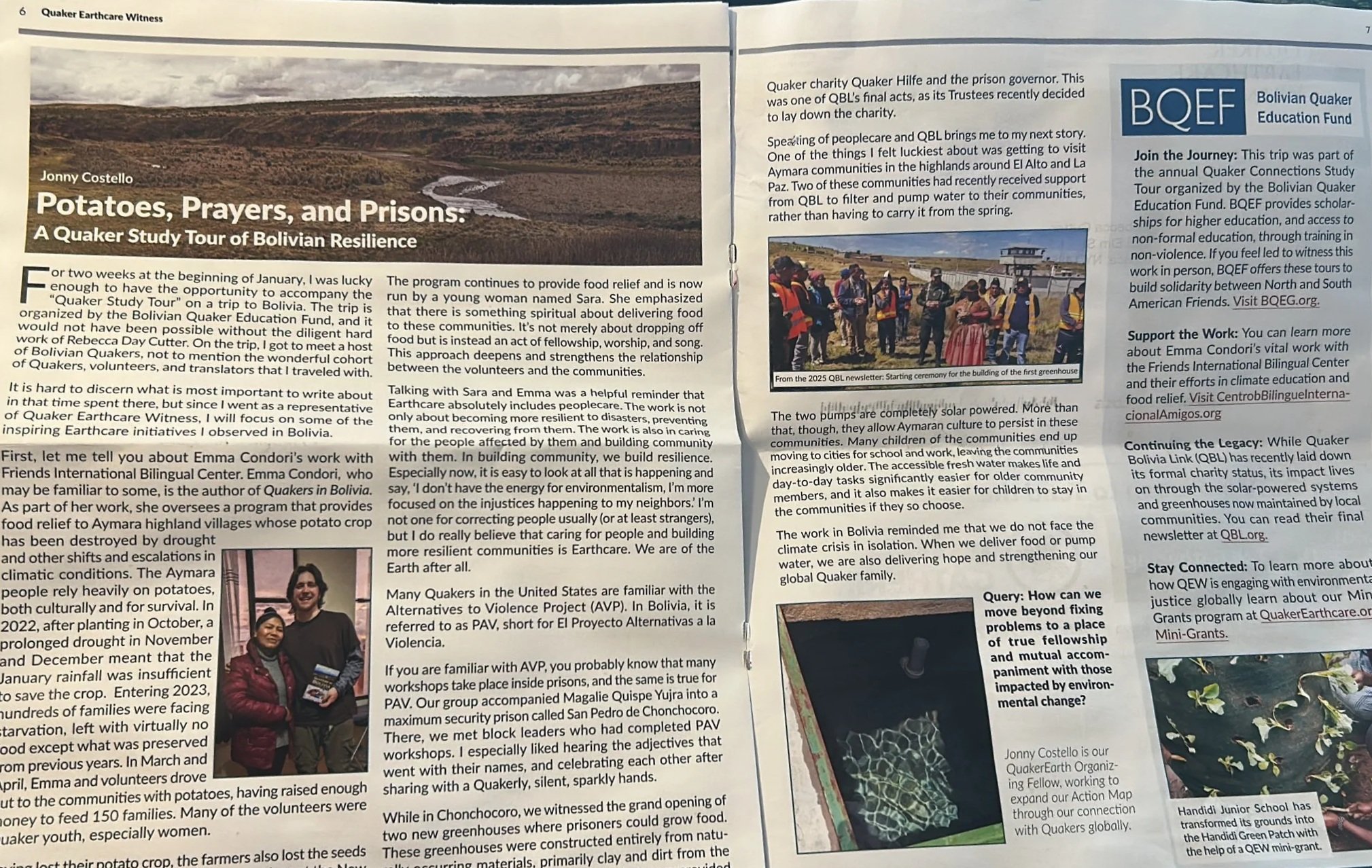 Potatoes, Prayers, and Prisons: A Quaker Study Tour of Bolivian Resilience