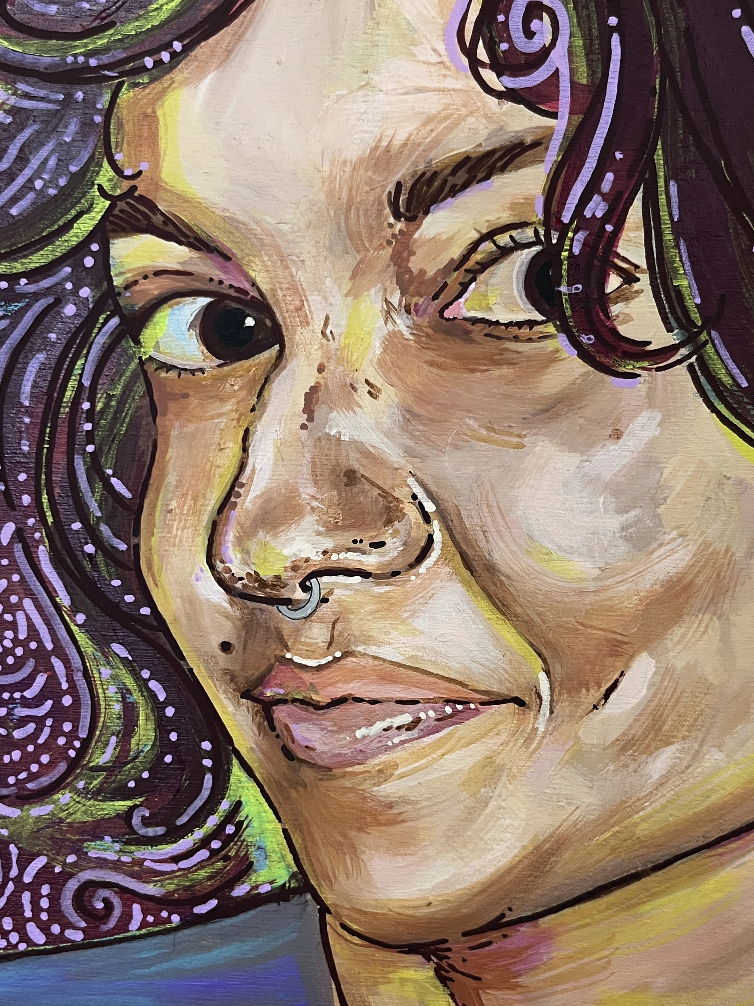 Self Portrait, acrylic on wood, 11" 14", 2026
