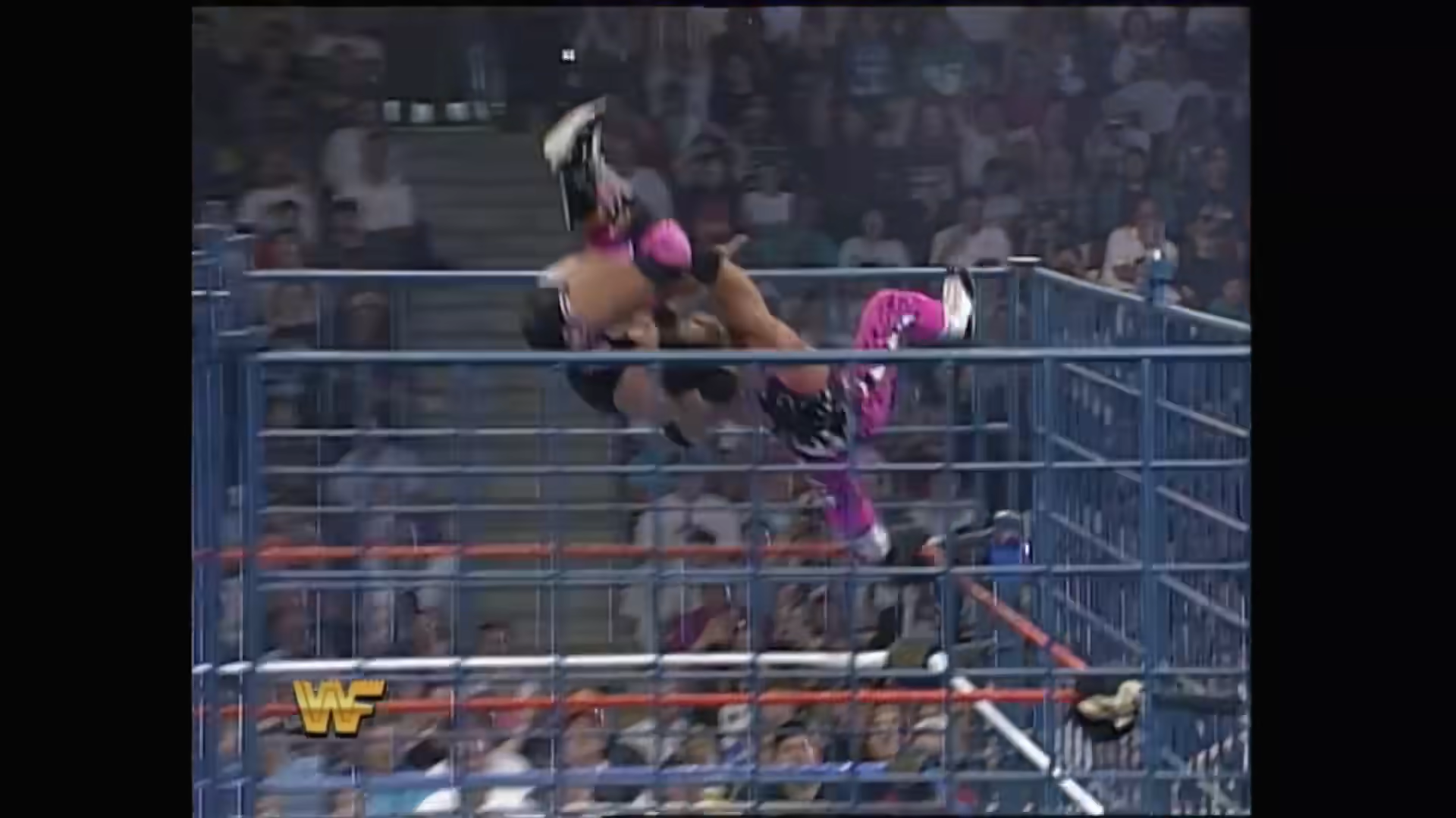Owen Hart vs. Bret Hart for the WWF World Heavyweight Championship (Steel Cage Match; the only way to win is by escape), from WWF Summerslam 1994