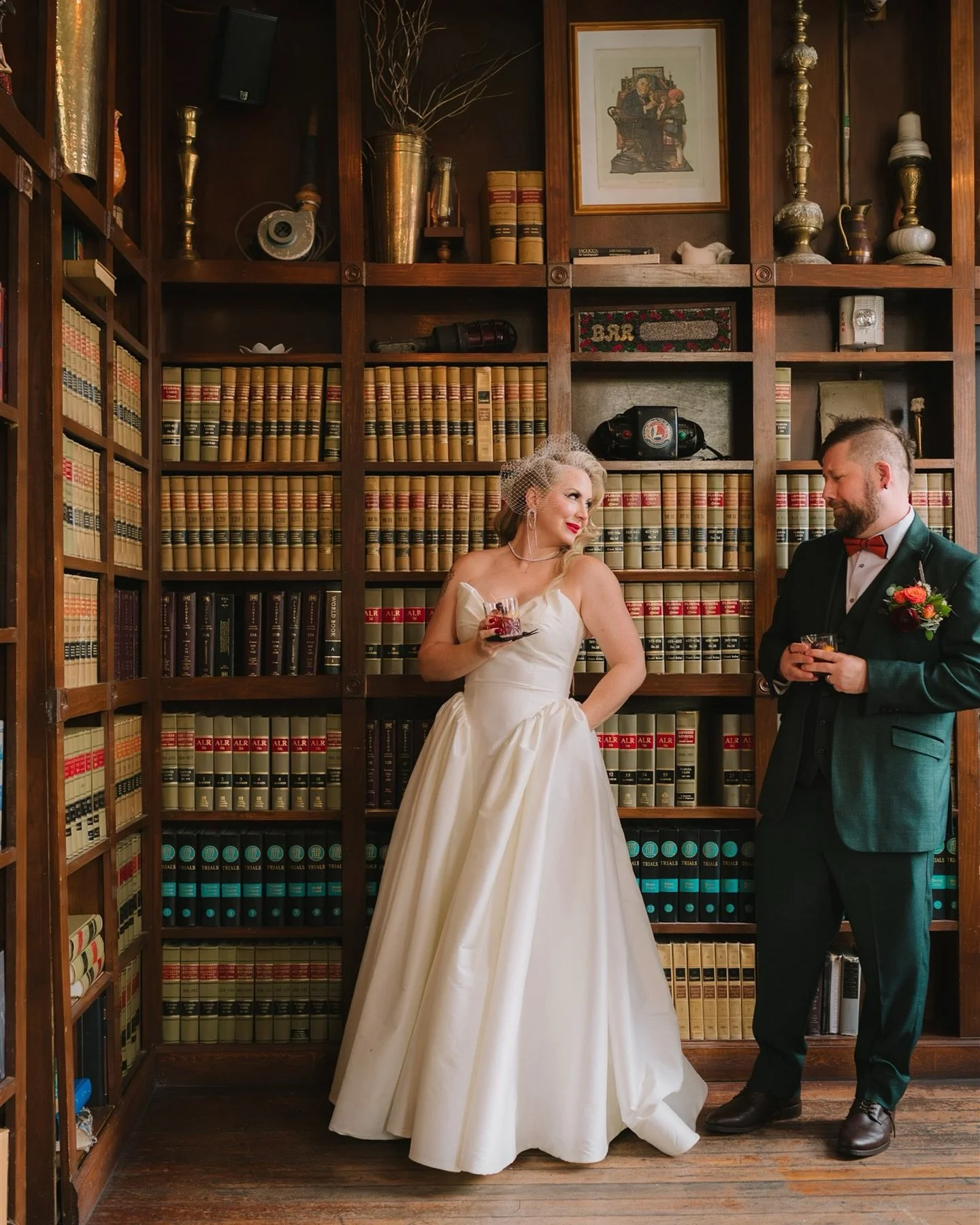 Laura + Seth 

&bull;

Venue: @matherssocialgathering 
Florist: @impekableflowers 
Hair/Makeup: @m3beautyweddings 
Officiant: @thegingerofficiant 
Dress: @willowbywatters 
Alterations: @threadandneedlealterations 
Entertainment: @felixandfingers 
Cat