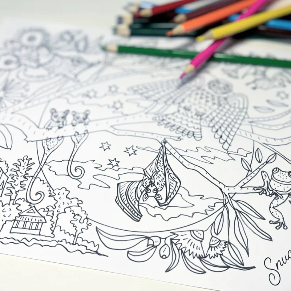 It&rsquo;s school holidays! 🥳 Give your kids something creative to do that challenges their fine motor skills.
.
Free colouring download of Australian animal illustrations including several nocturnal &amp; endangered species. Greater glider, powerfu