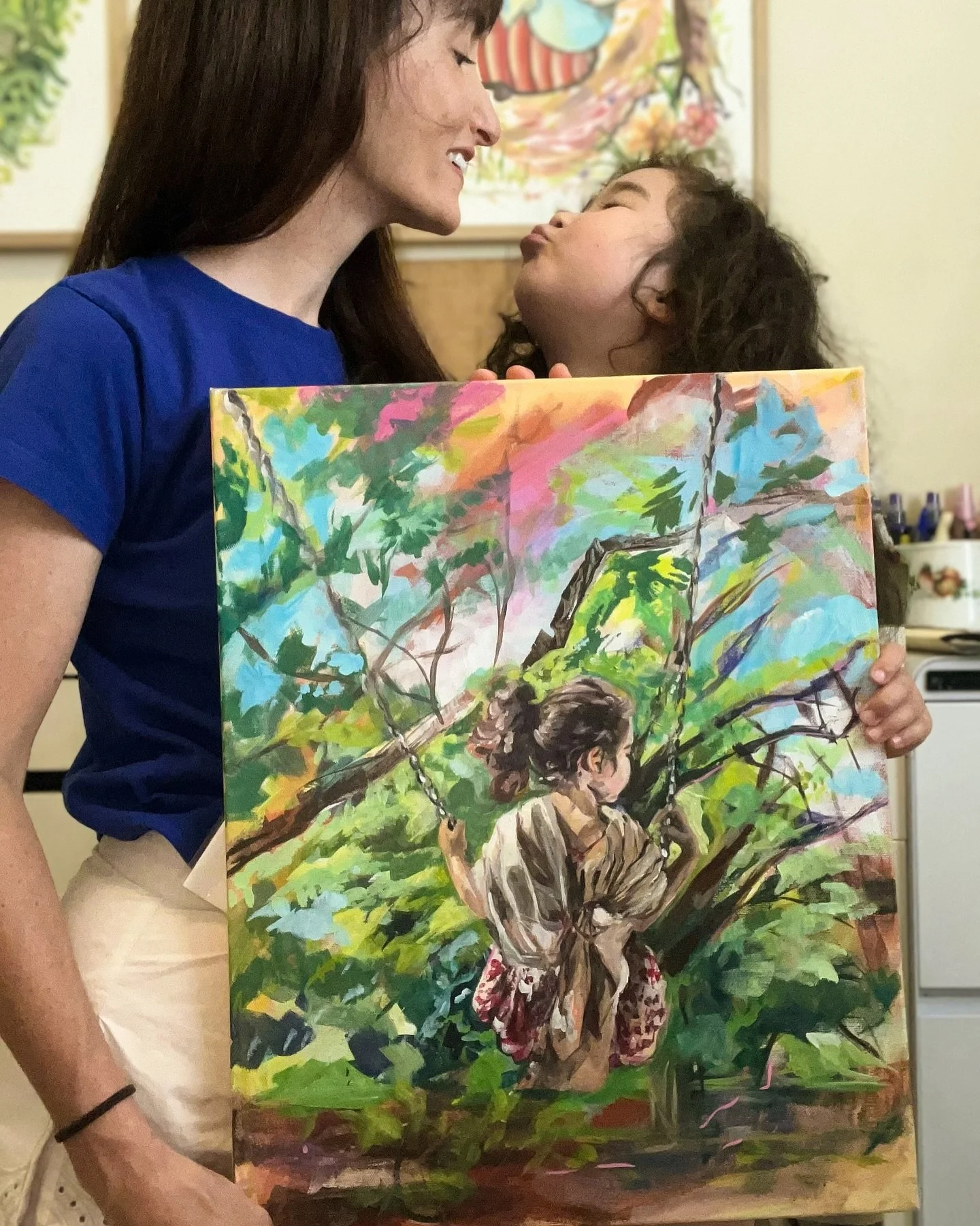 It's a magical moment when my art making practice &amp; motherhood connects. 
.
I was in a playground, pushing my daughter on the swing. She had my ring sling (for baby wearing) draped over her shoulders because she was a bit cold. I liked the way th