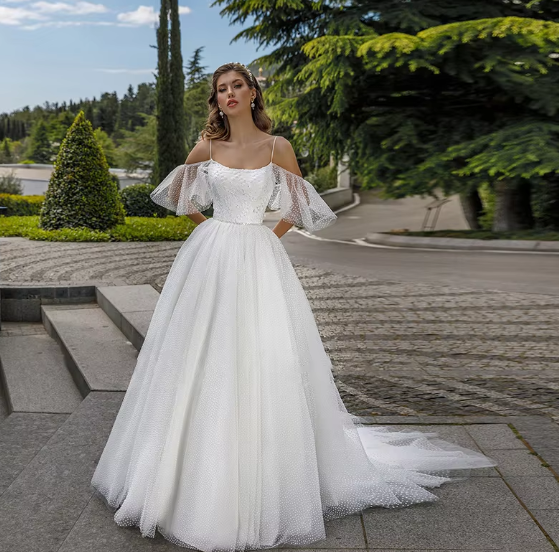 Sleeves, Neckline: Straight, Straps, Fabric: Minimalist, Fabric: Tulle