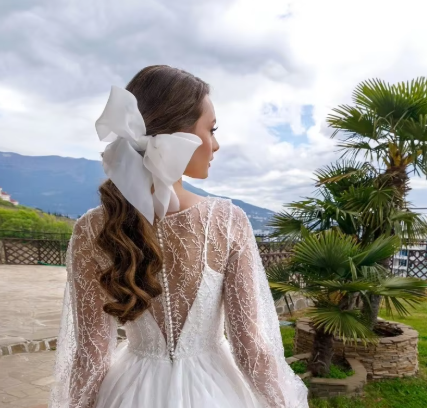Sleeves, Buttons, Open Back, Fabric: Lace