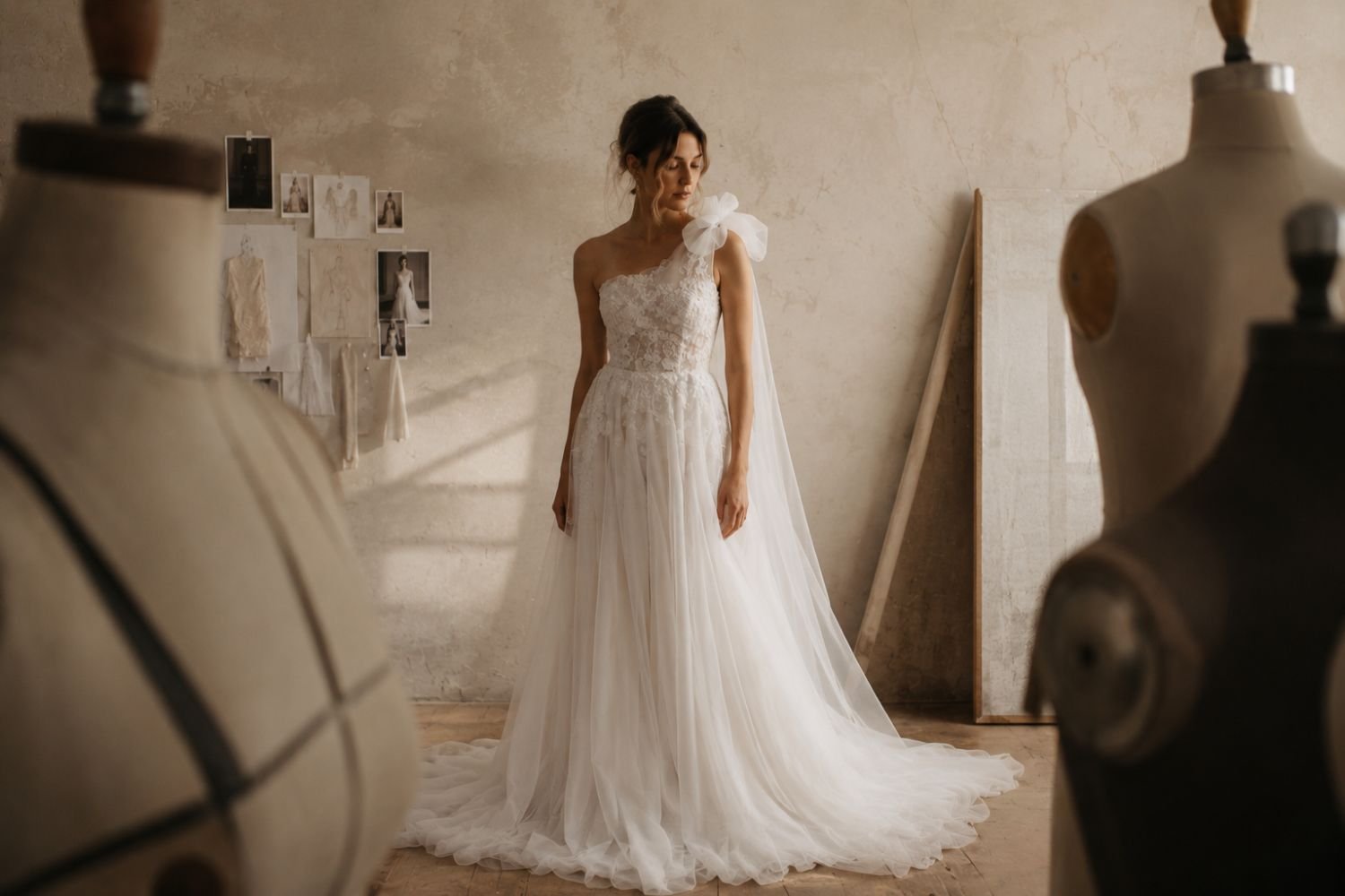 Soft tulle bridal gown with custom detailing designed in Airlie Beach