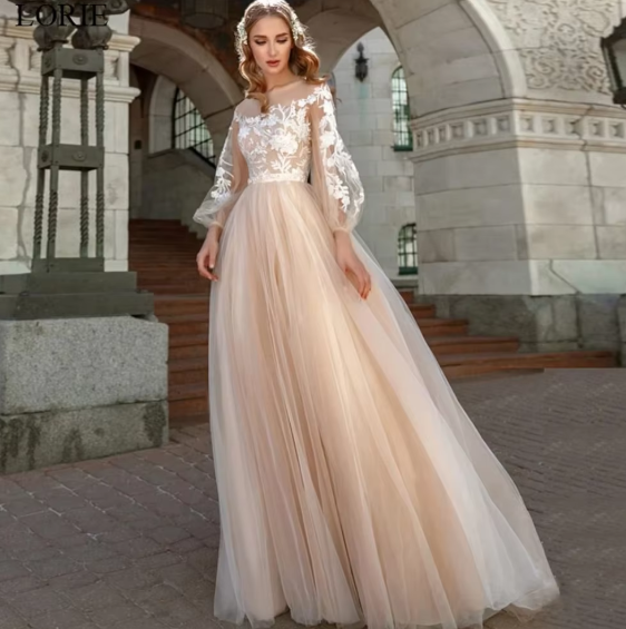 Neckline: illusion, Sleeves, Fabric: Lace, Fabric: Tulle