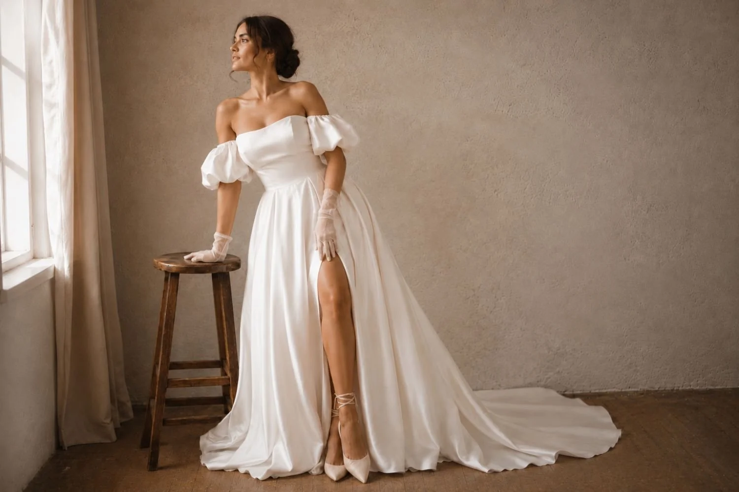 Minimalist custom wedding gown designed in Whitsundays
