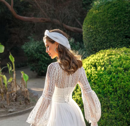 Sleeves, Corset Back, Fabric: Lace