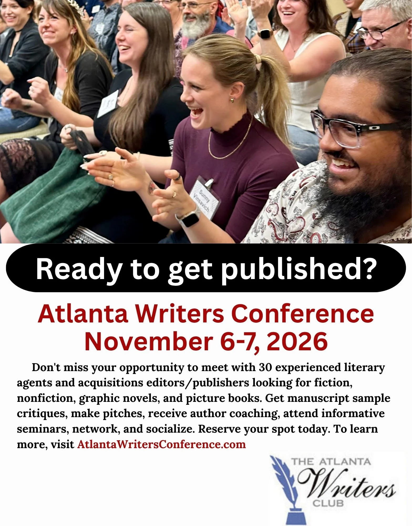 A white evemt flyer for the Atlanta Writers Conference.