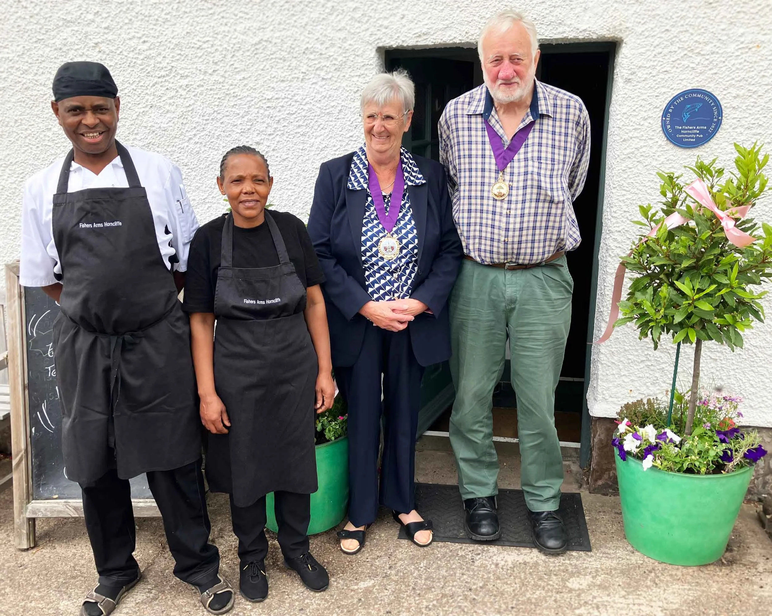 New tenants William and Mary with Mayor Jane Turton, and Sheriff Mike Greener