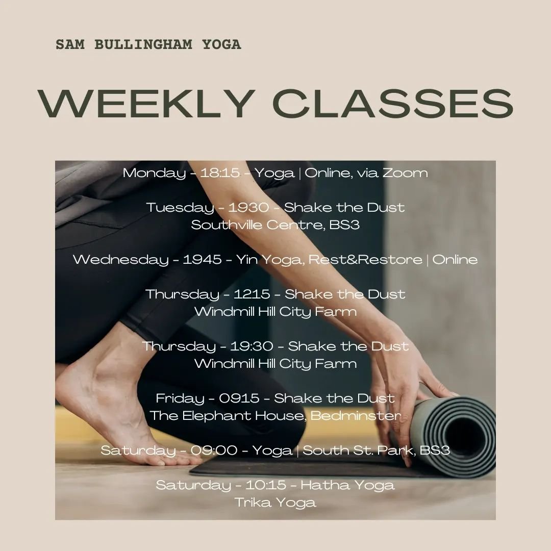 Hi lovely people 👋

Just a reminder where you can join me at the moment 

All classes can be booked via the link in my bio or by visiting my website www.sambullingham.com apart from Saturday's class at Trika Yoga, which can be booked directly with t