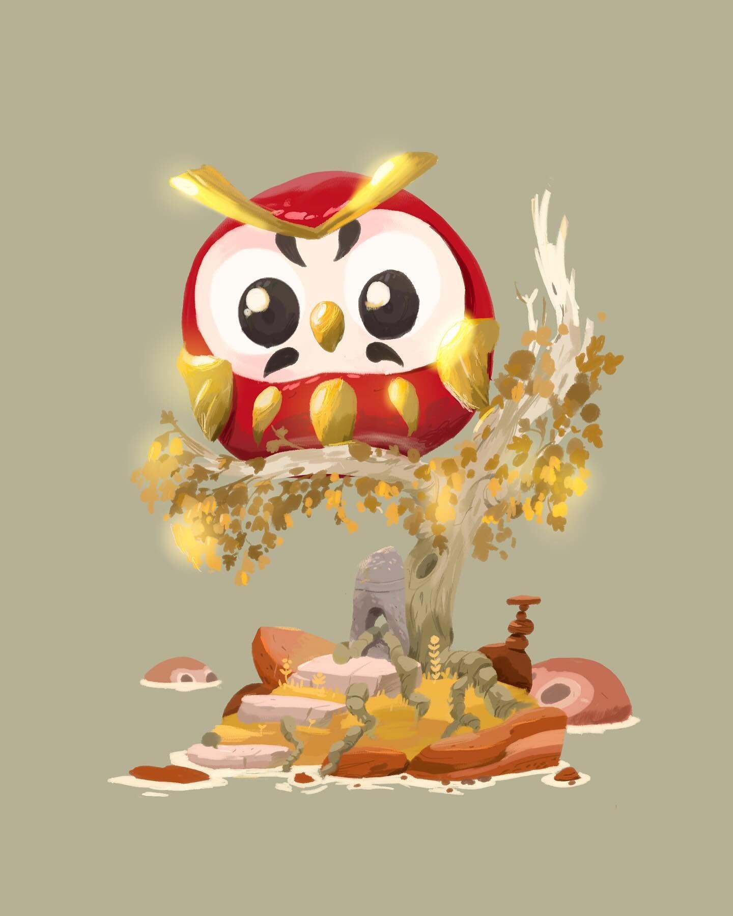 178 - Darumowl 

J&rsquo;esp&egrave;re qu&rsquo;il vous portera chance 🥠 

#art #illustration #daruma #monster #artist #procreate #nihon #owl