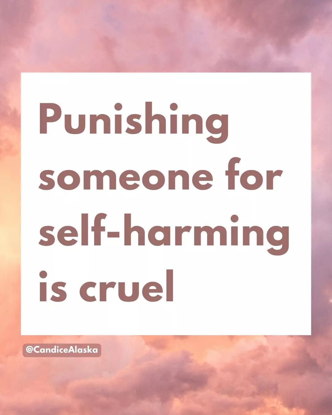 CW self-harm, sanism, medical ab*se. 

People who self-harm are not &quot;broken&quot; or less-than. People do not become whole or more worthy of resources, care and dignity when they stop self-harming. People who self-harm are ALREADY whole and wort